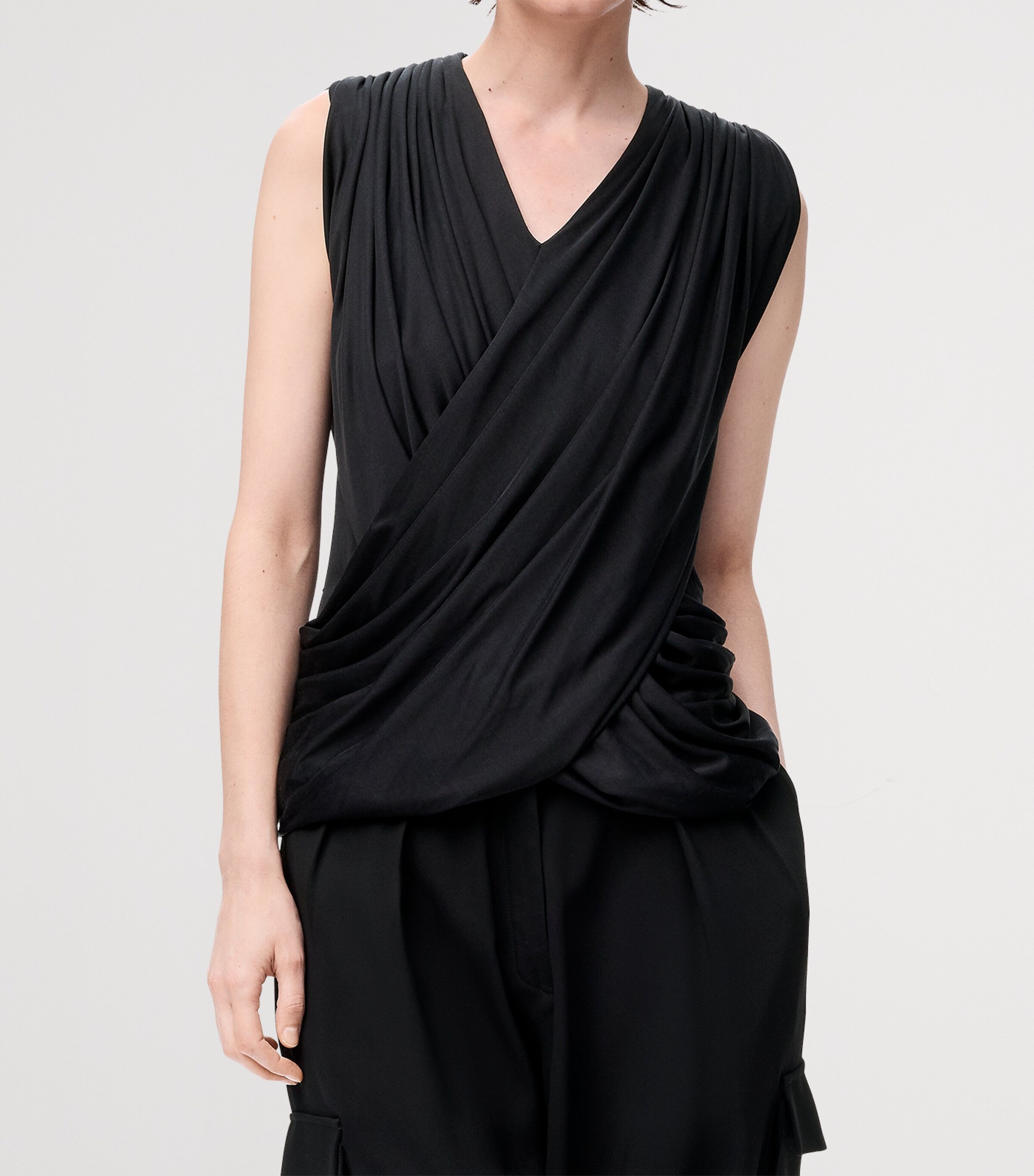 Silk Draped Top BLACK Image 2