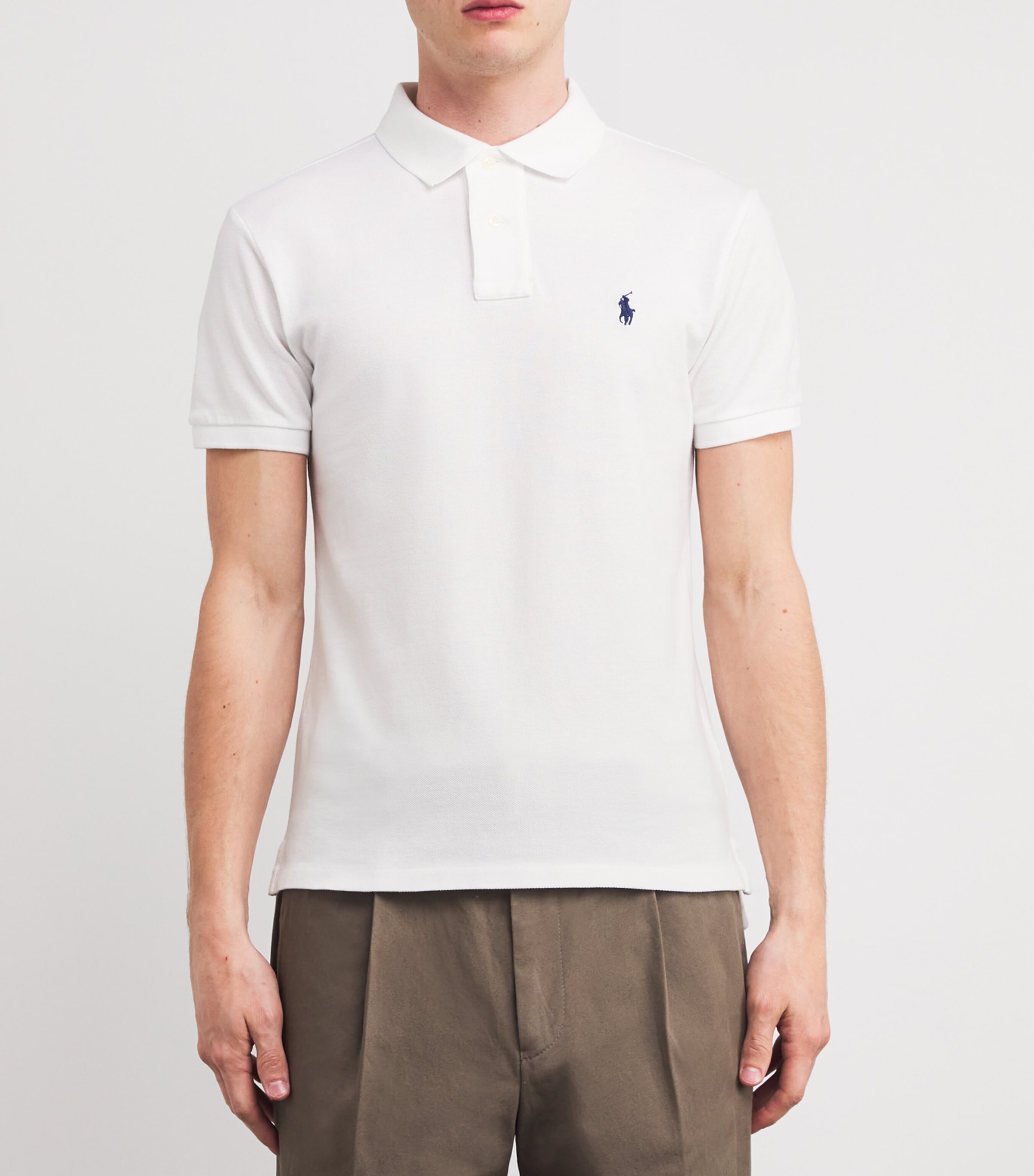 Cotton Mesh Slim-Fit Polo Shirt WHITE Image 3