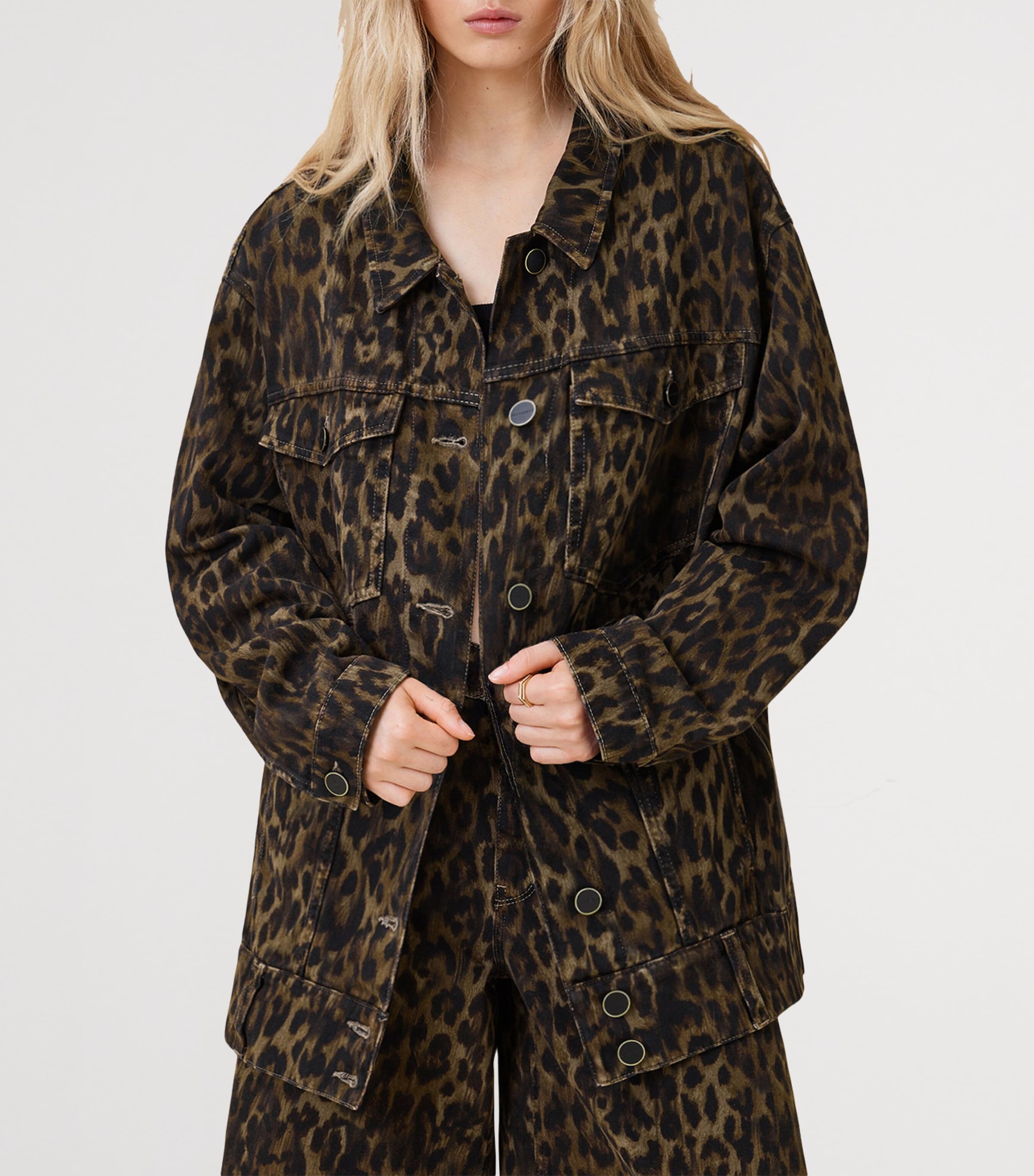 Leopard Print Willow Denim Jacket LEPPO BROWN Image 6