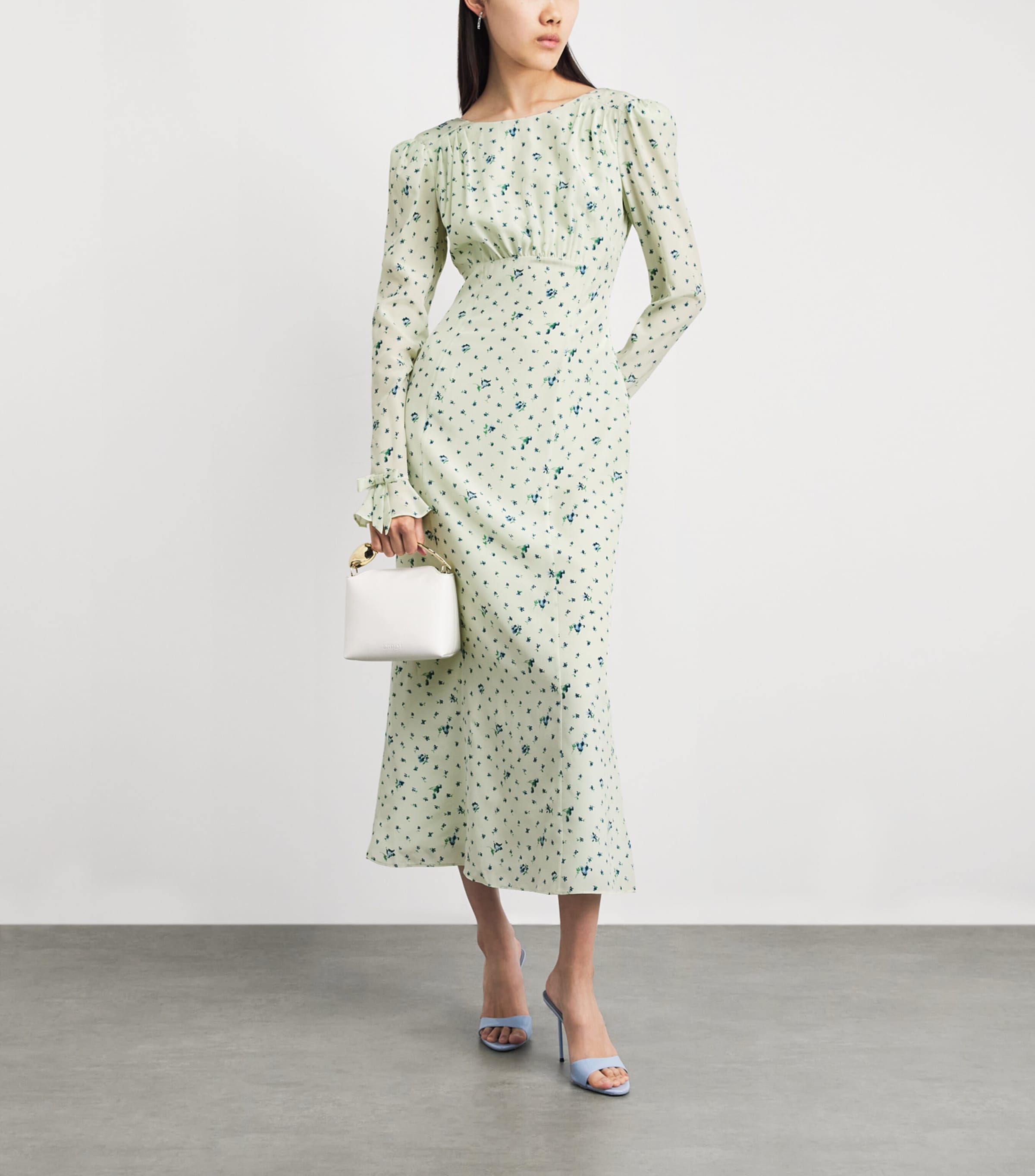 Alessandra Rich Womens Silk Open-Back Maxi Dress Aqua Blue Image 2