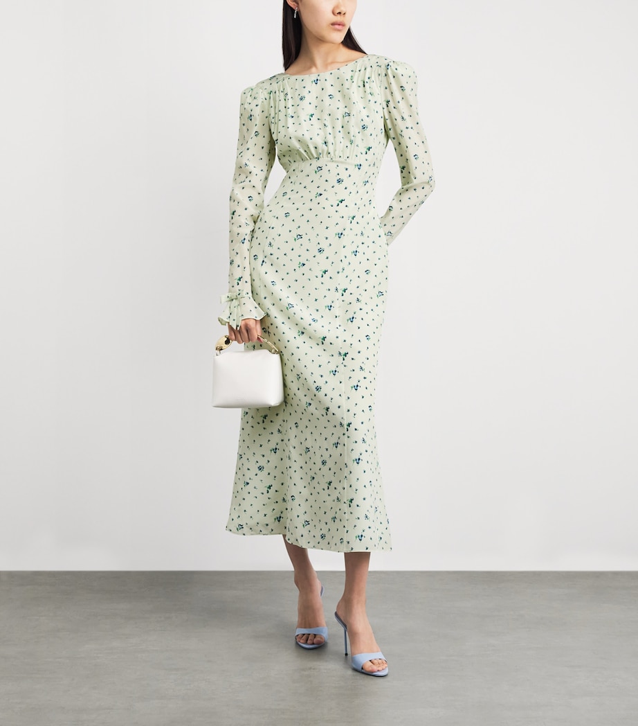 Alessandra Rich Womens Silk Open-Back Maxi Dress Aqua Blue Image 2