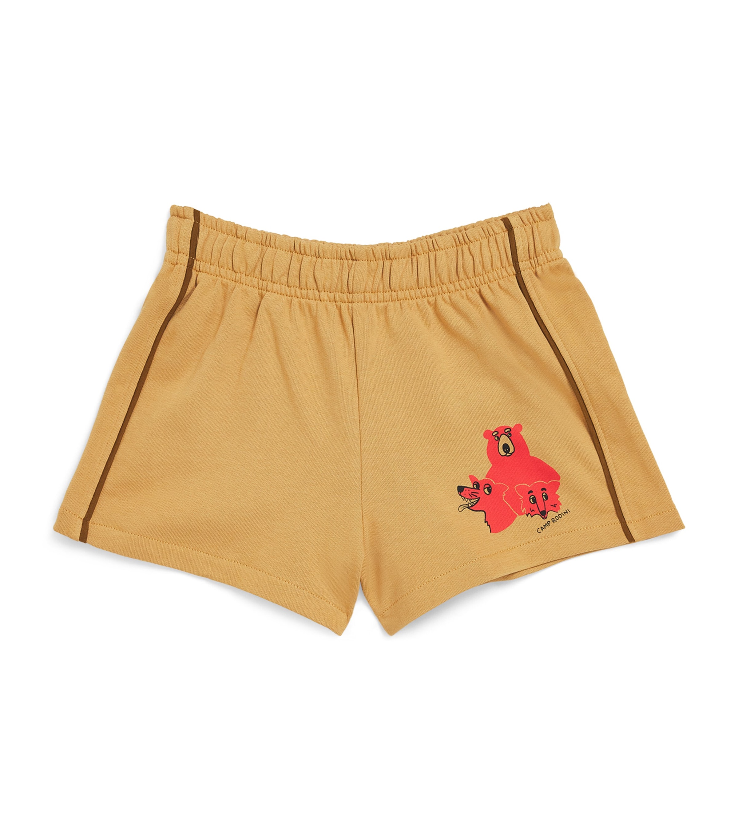 Mini Rodini Printed Cotton Running Shorts In Brown