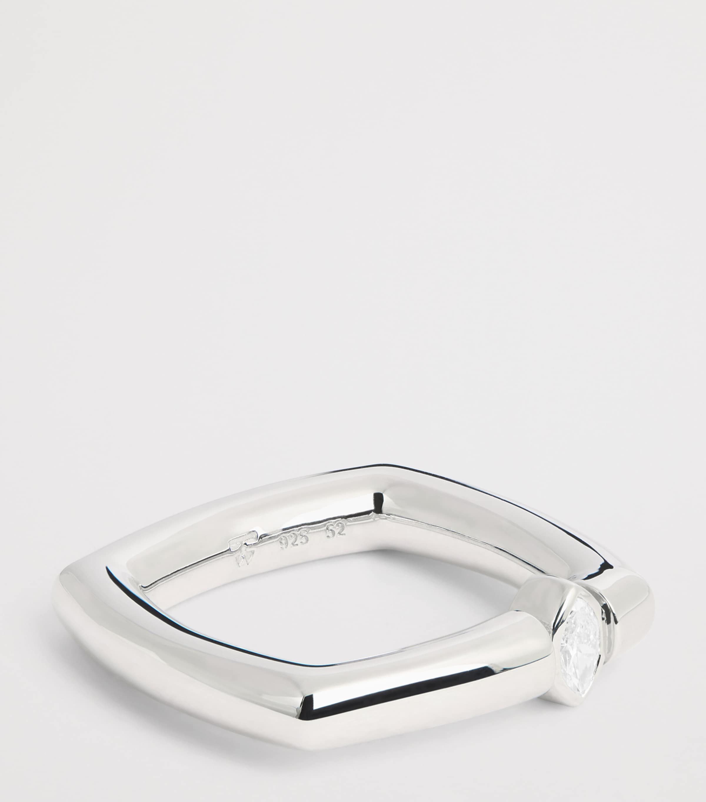 Tom Wood Rhodium-Plated Sterling Silver Slim Diamond Frame Ring Sterling Silver Image 4