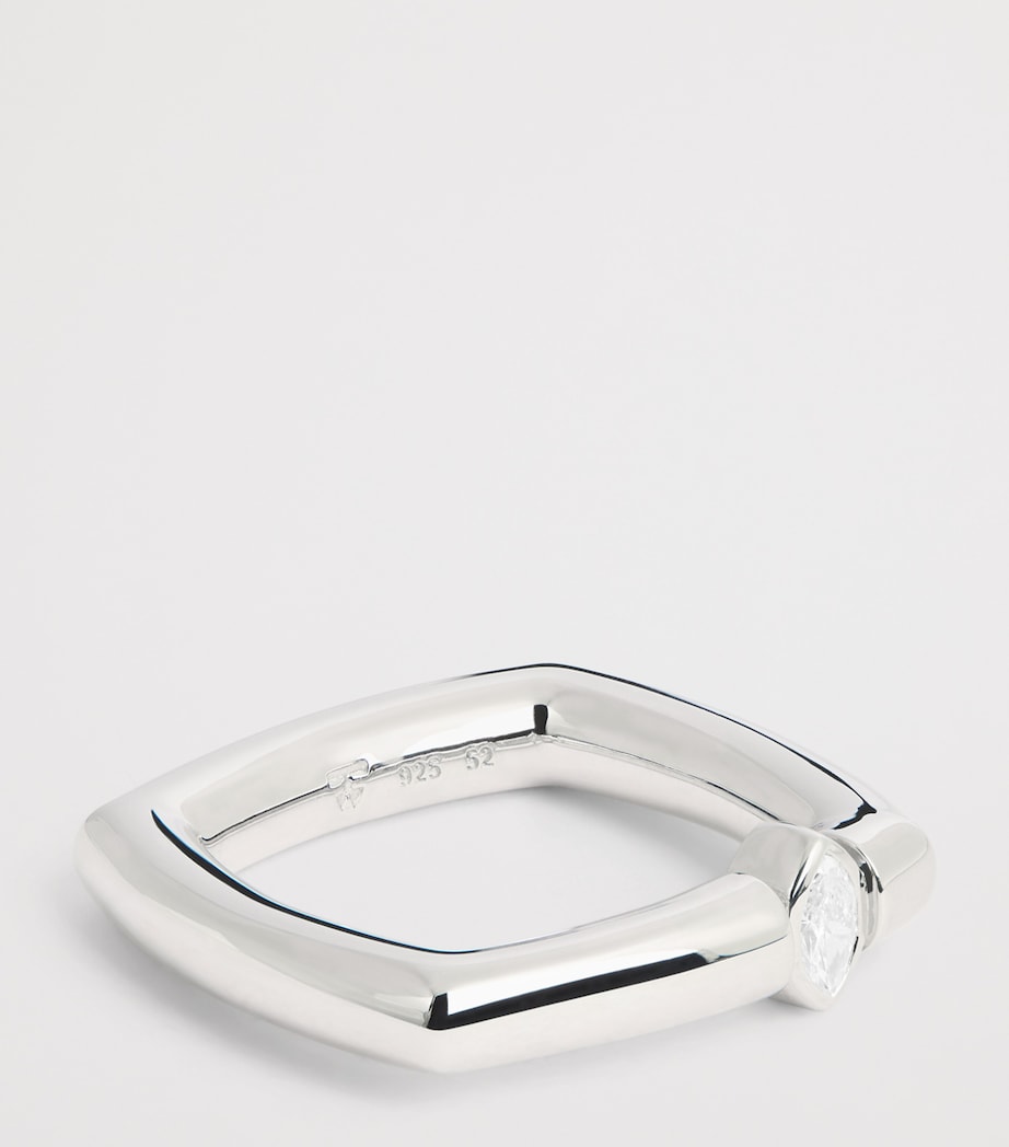 Tom Wood Rhodium-Plated Sterling Silver Slim Diamond Frame Ring Sterling Silver Image 4