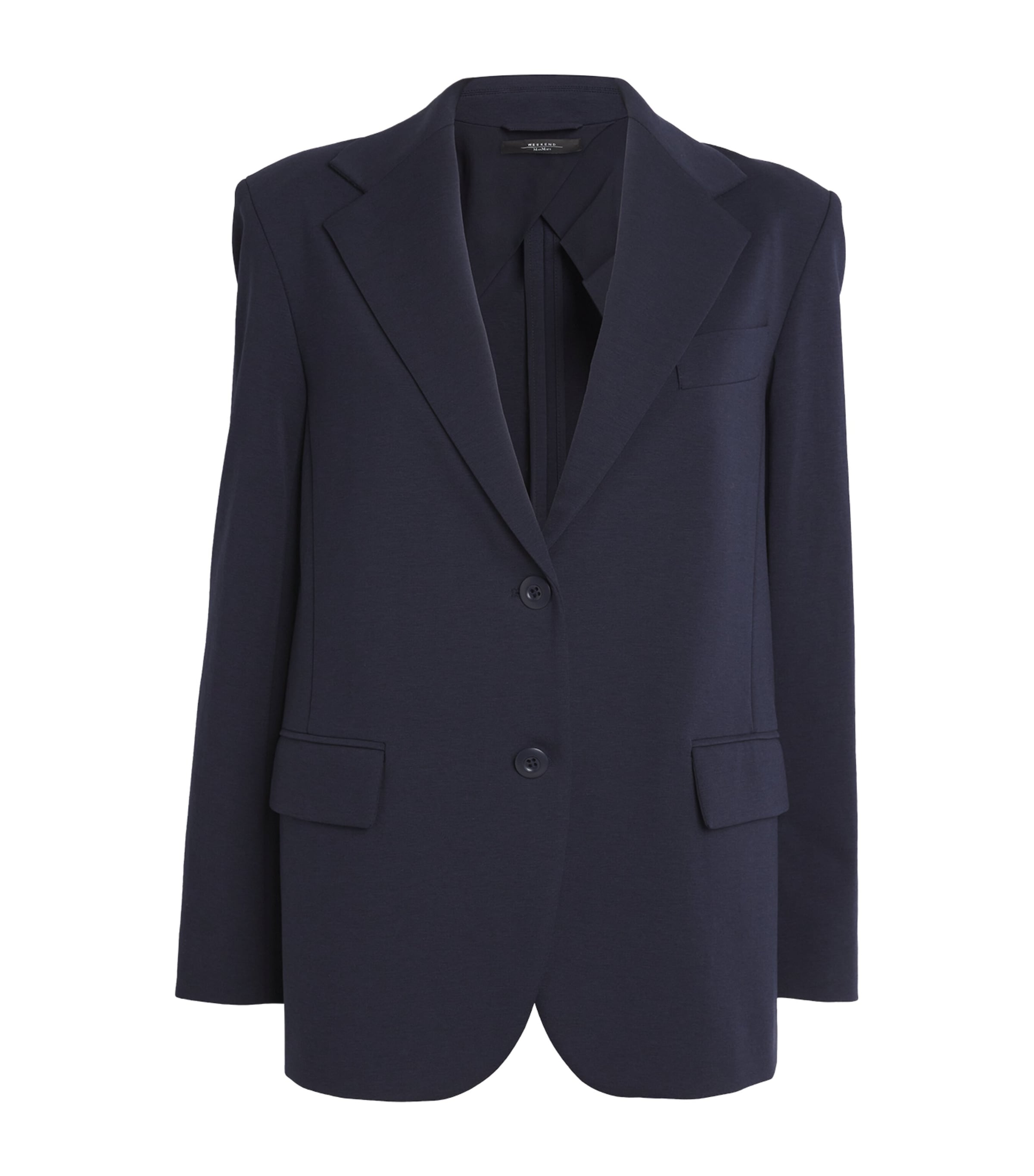 Shop Weekend Max Mara Jersey Single-breasted Blazer In Blue