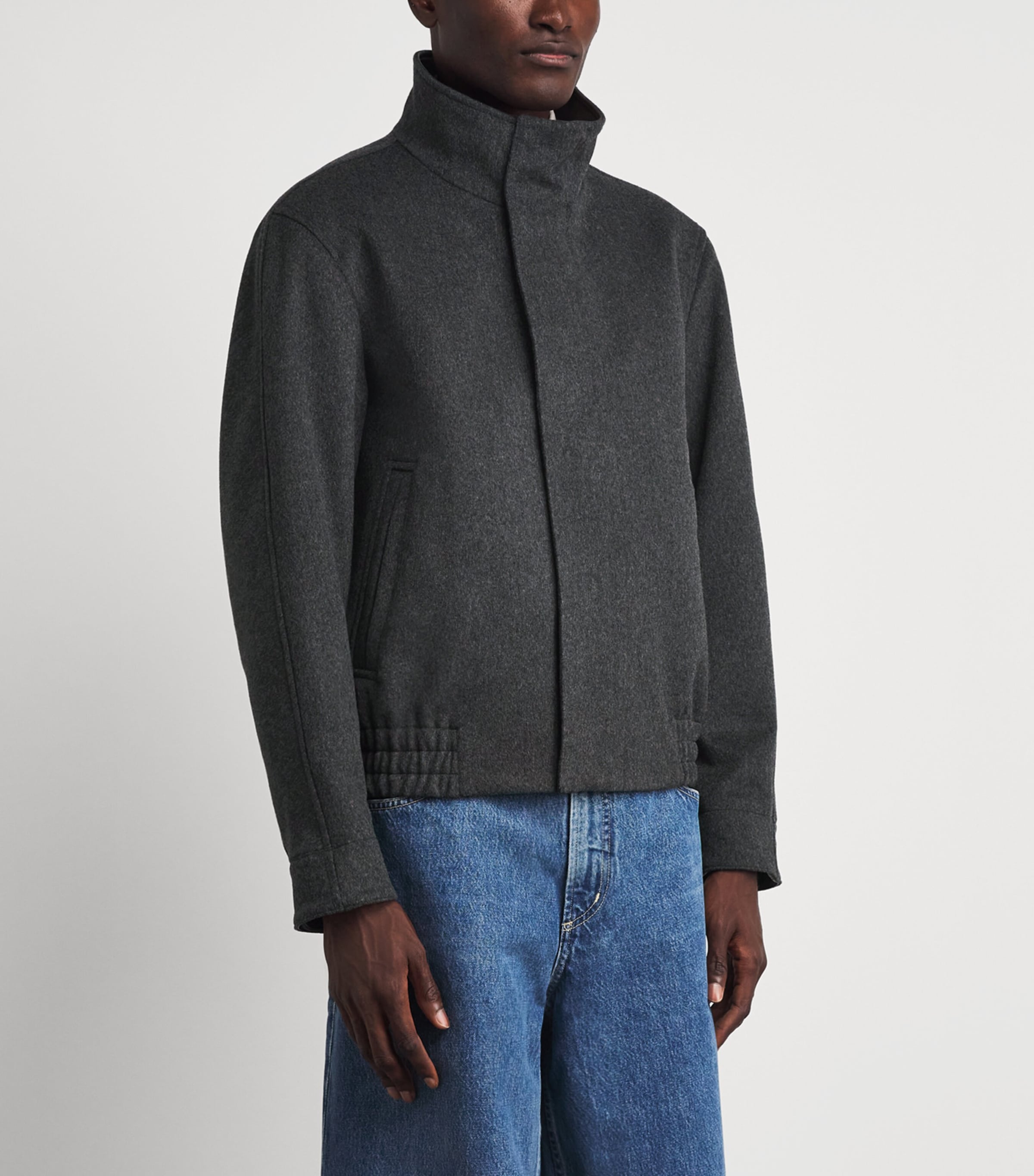 Lardini Mens Virgin Wool High Neck Jacket Dark Grey Image 4