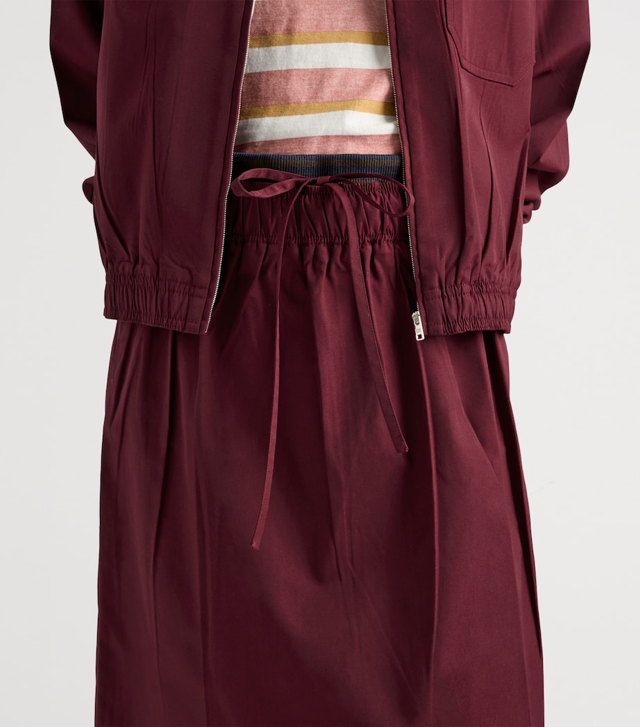 Prada Womens Drawstring Midi Skirt Burgundy Image 5
