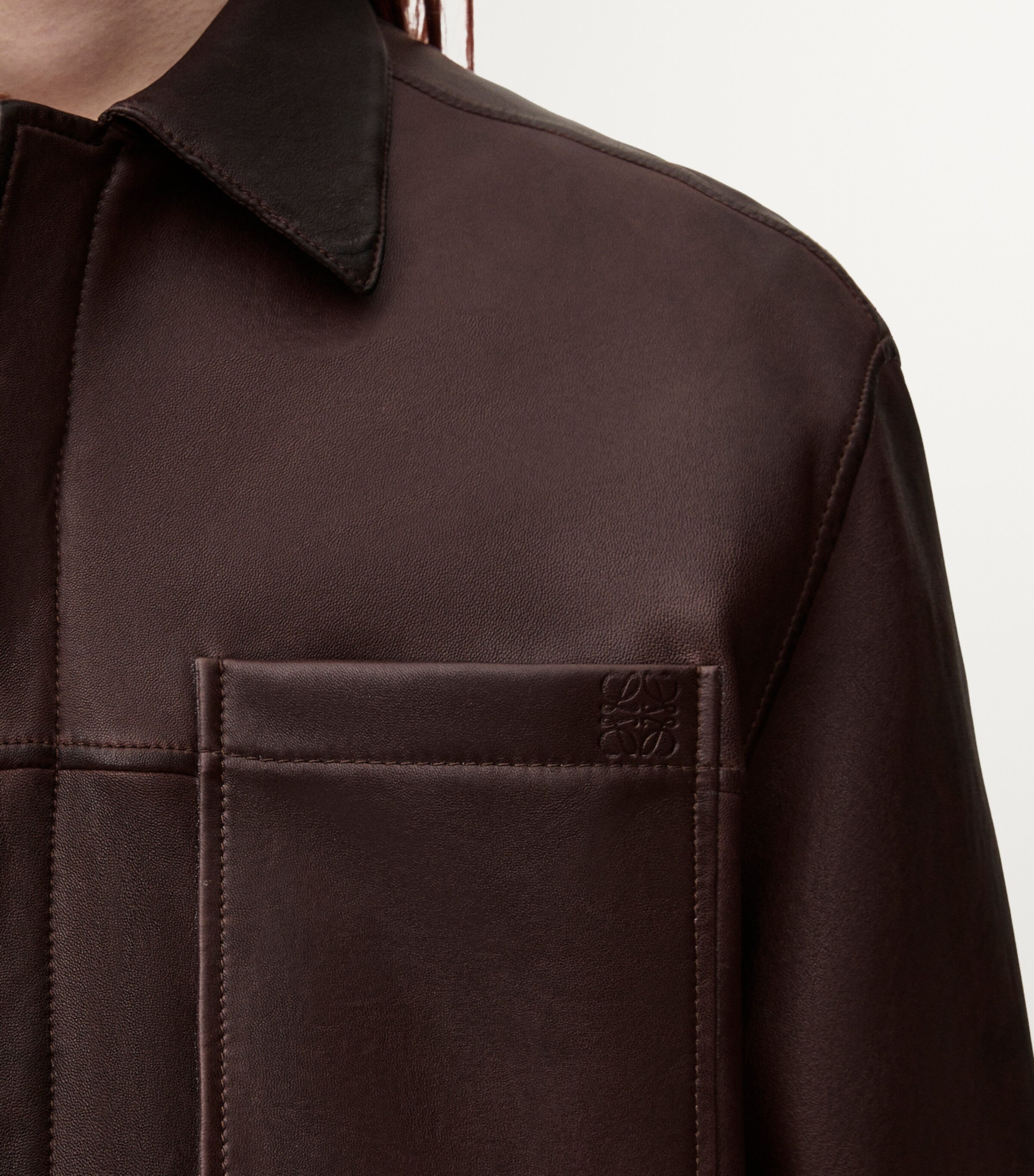 Leather Overshirt DARK BROWN Image 5