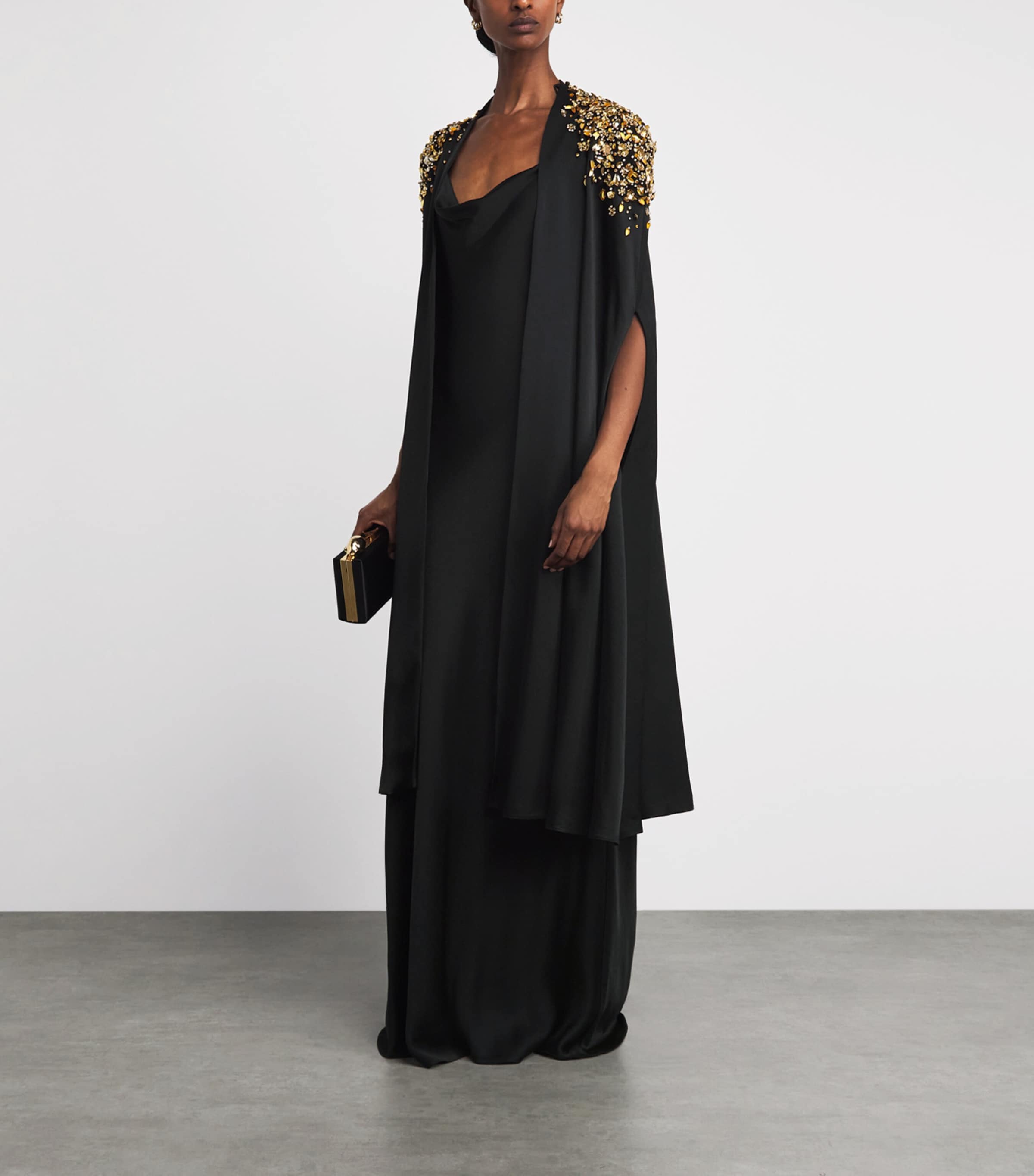 Jenny Packham Womens Embellished Alona Cape Liquorice Image 2