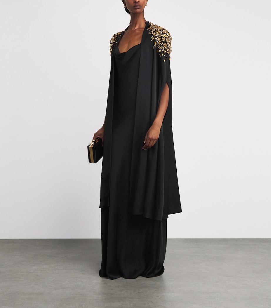 Jenny Packham Womens Embellished Alona Cape Liquorice Image 2