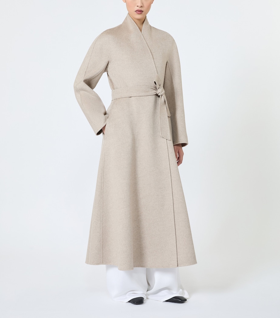 Max Mara Womens Cashmere Wrap Coat Sand Image 3