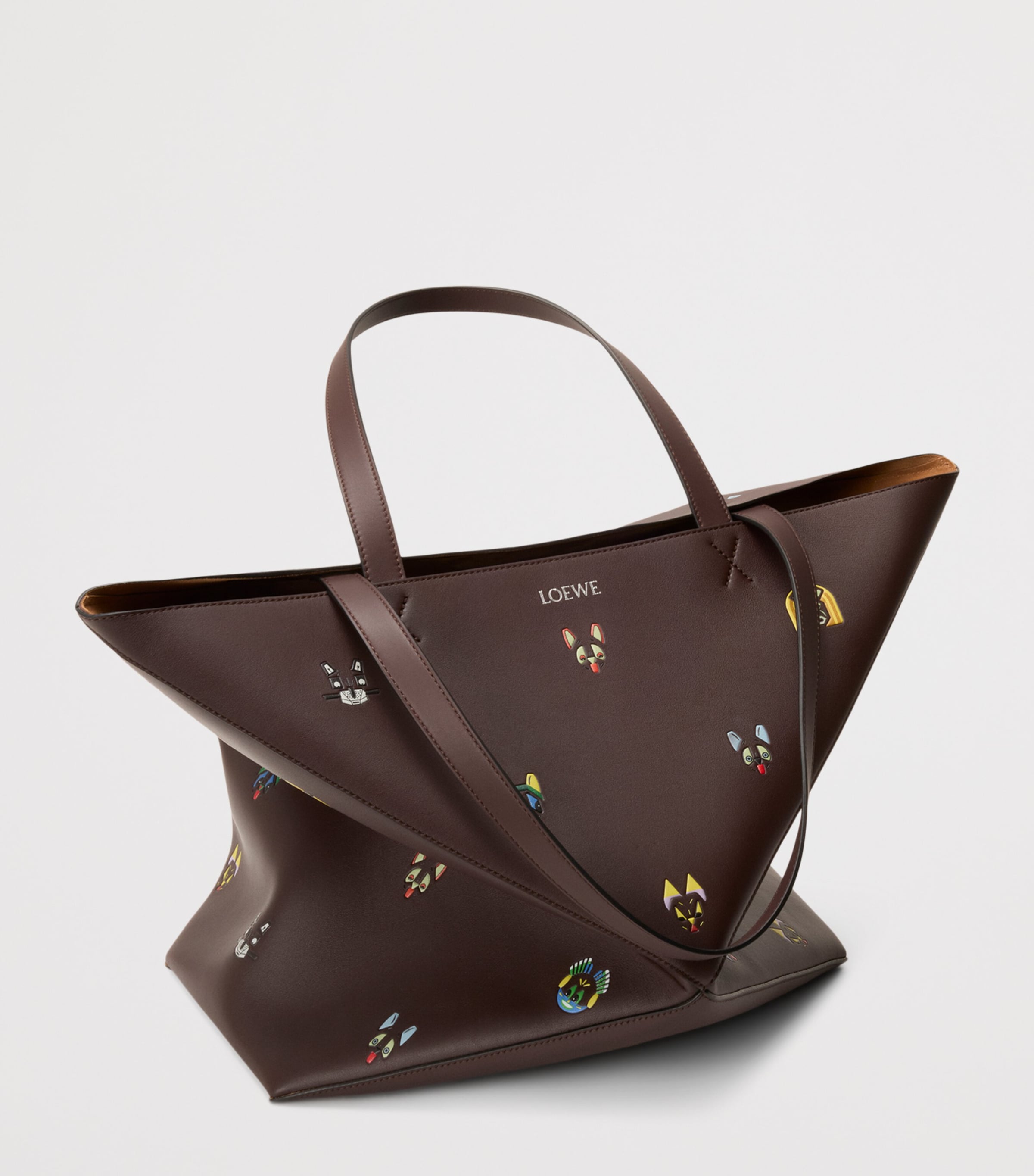 x Louis Wain XL Calfskin Puzzle Fold Tote Bag BROWN Image 8