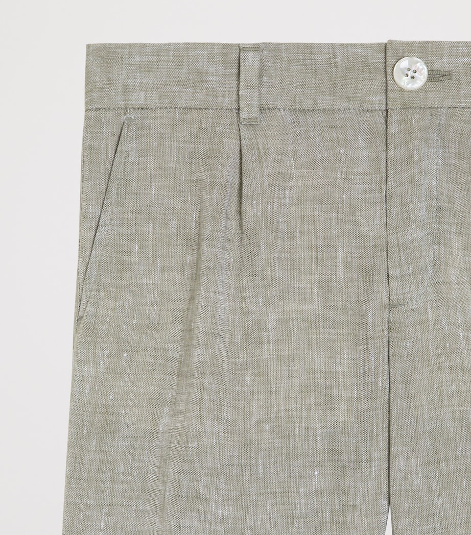 Dolce&Gabbana Kids Linen Bermuda Shorts (8-12+ Years) Grey Green Image 3