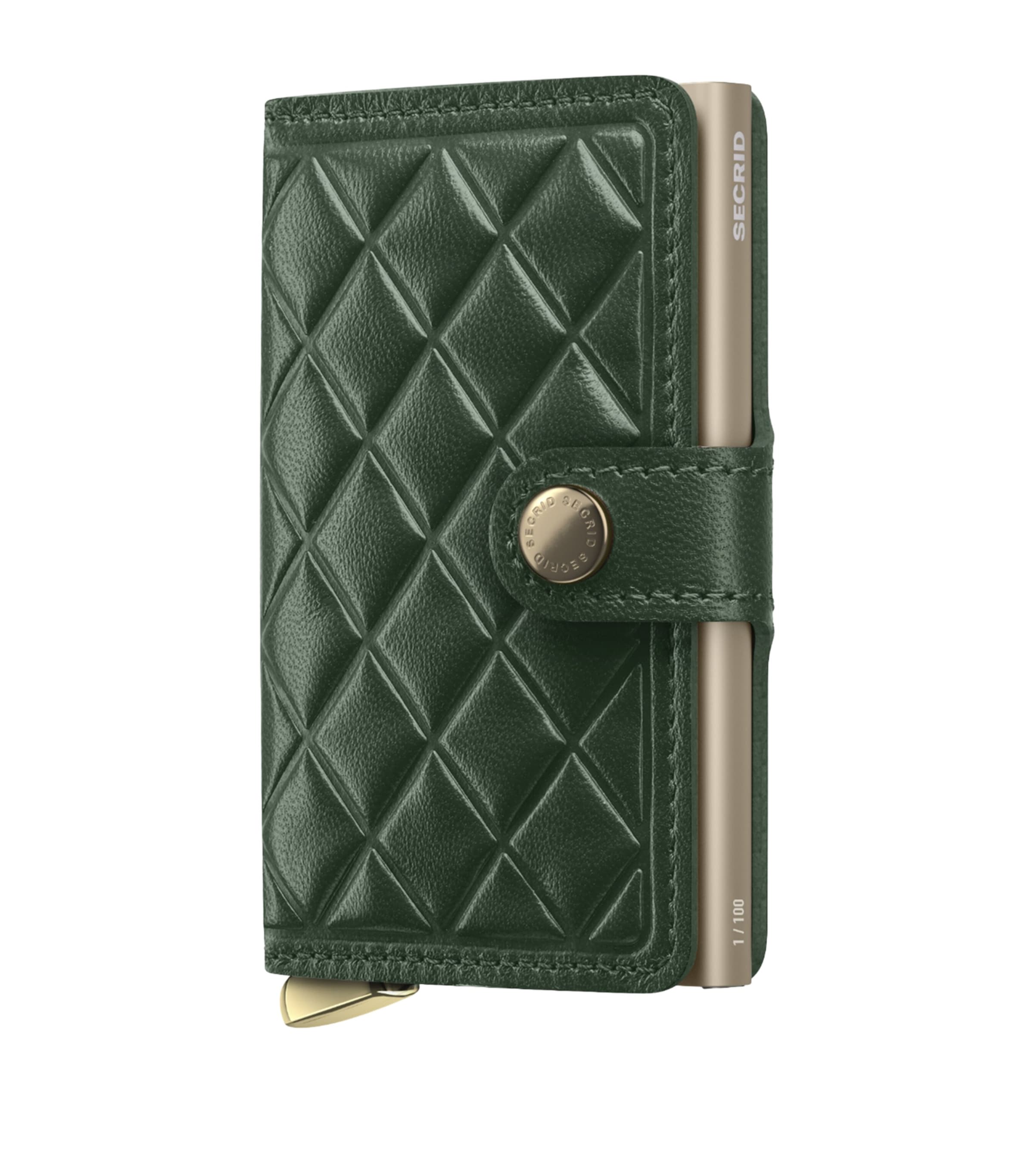 Secrid Medium Leather Embossed Diamond Miniwallet In Green