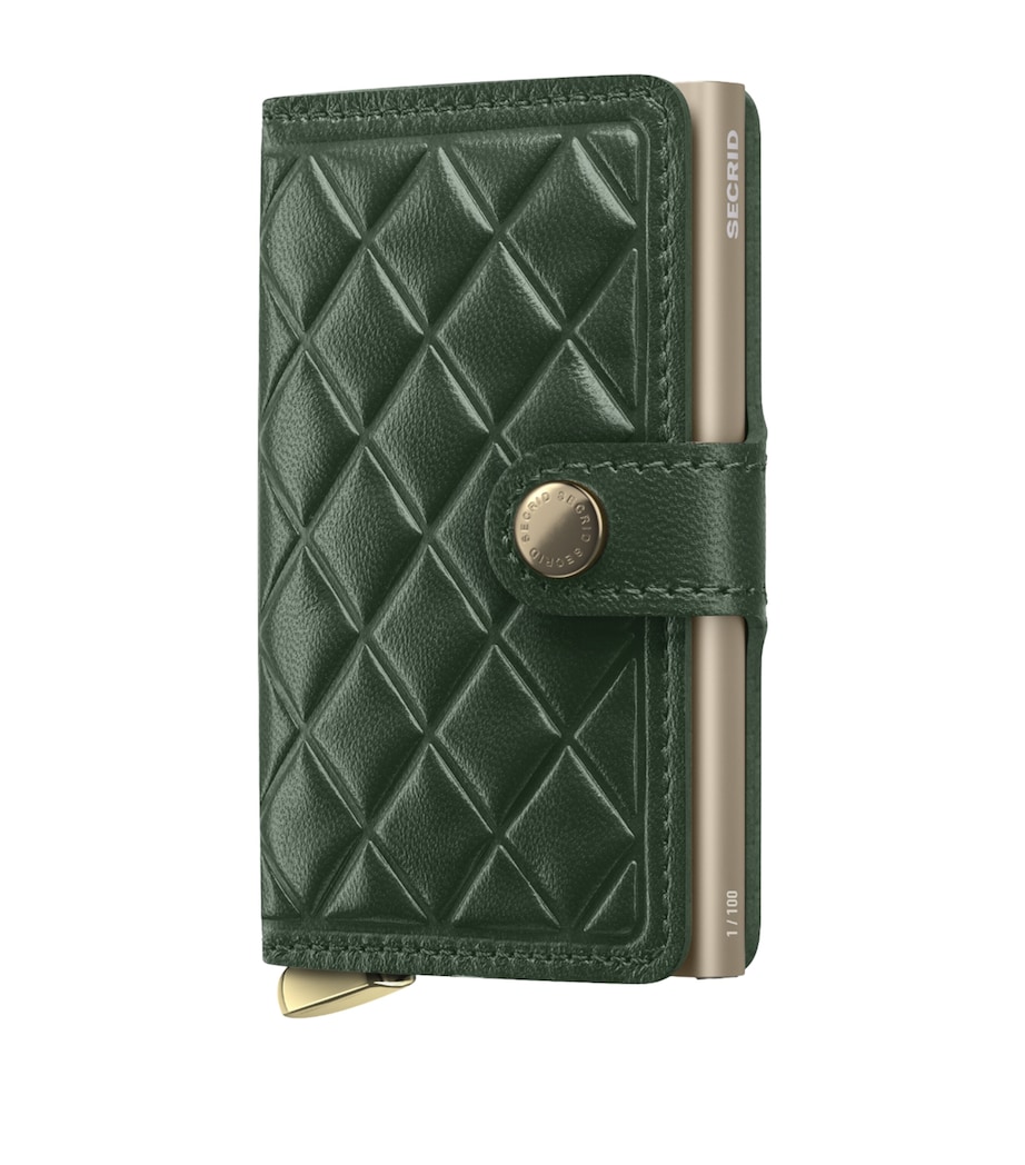 Premium Leather Embossed Diamond Miniwallet GREEN Image 1