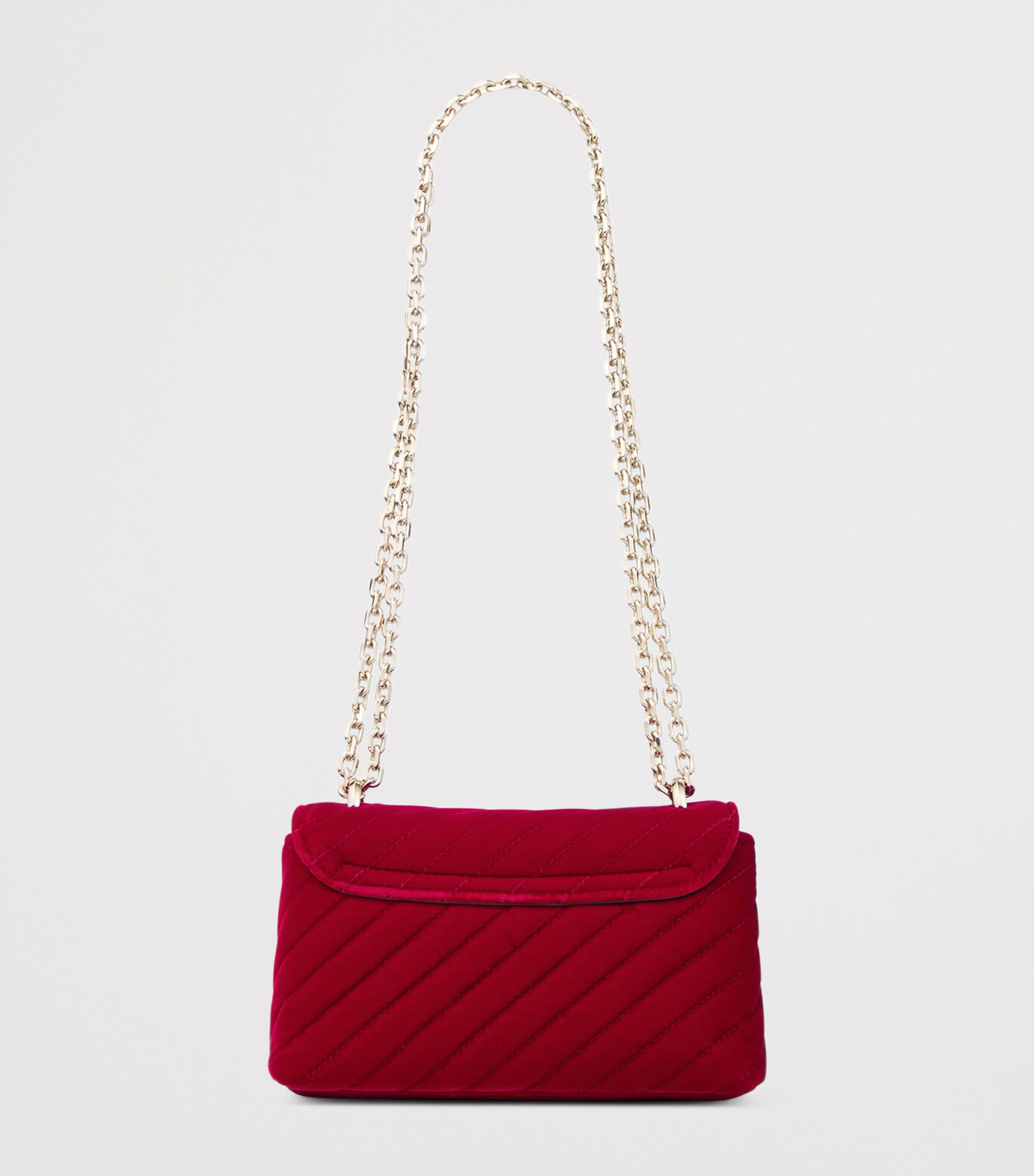 Small Curve Velvet Cross-Body Bag RUBY RED/SHINY GOLD Image 4