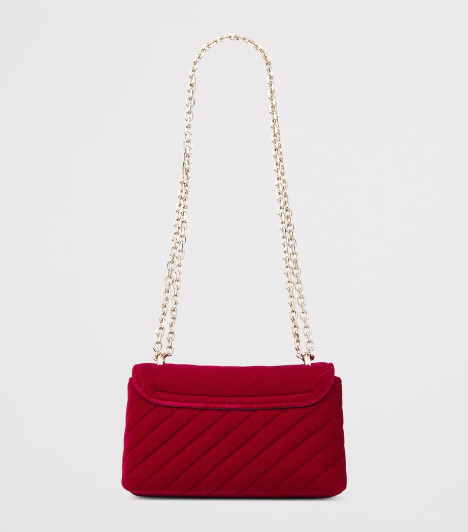 Small Curve Velvet Cross-Body Bag RUBY RED/SHINY GOLD Image 4