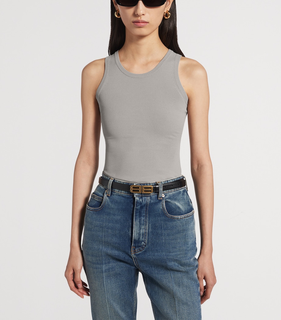 Balenciaga Womens Ribbed Logo Tank Top Image 5