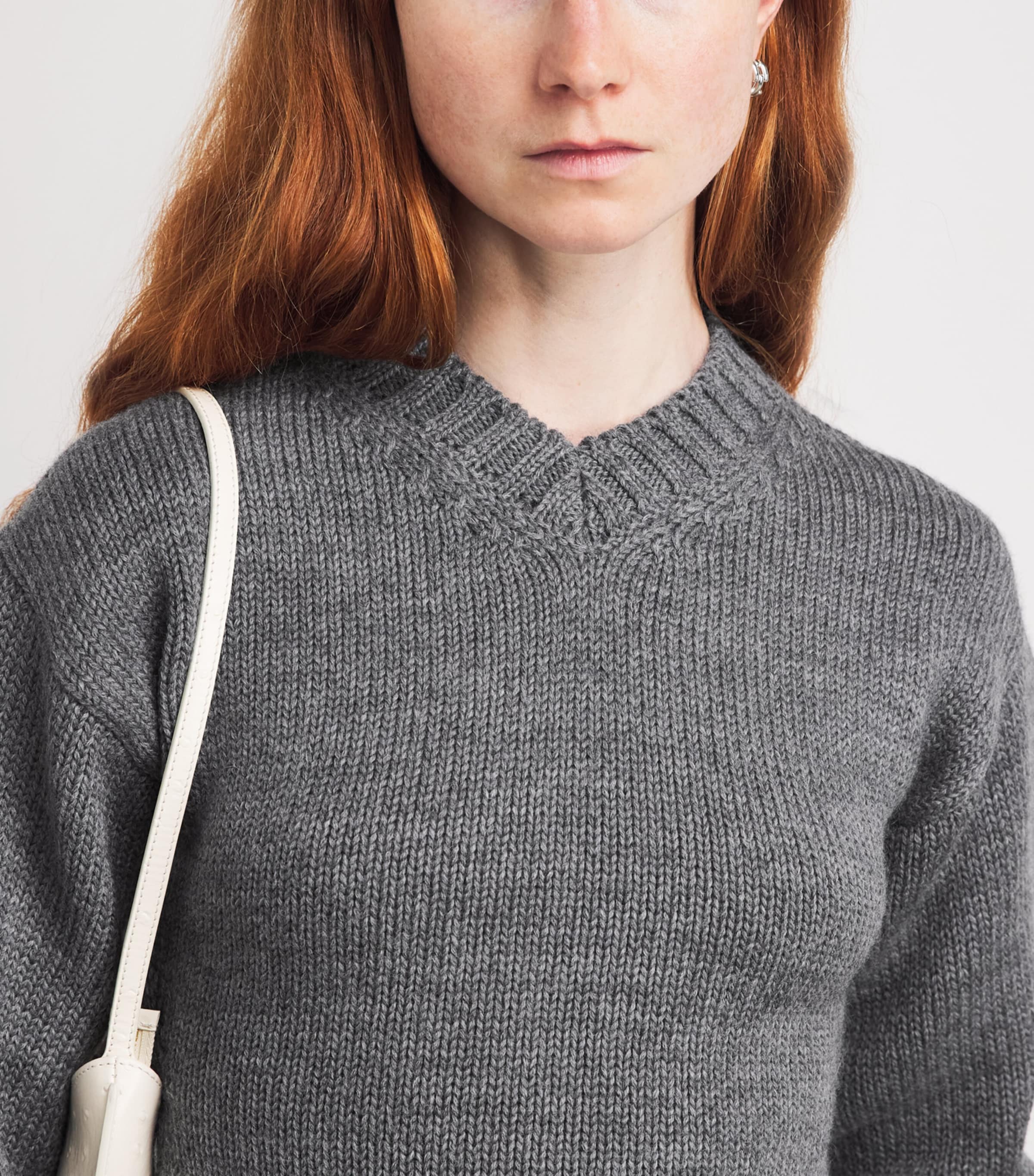 Jil Sander Wool V-neck Sweater In Gray