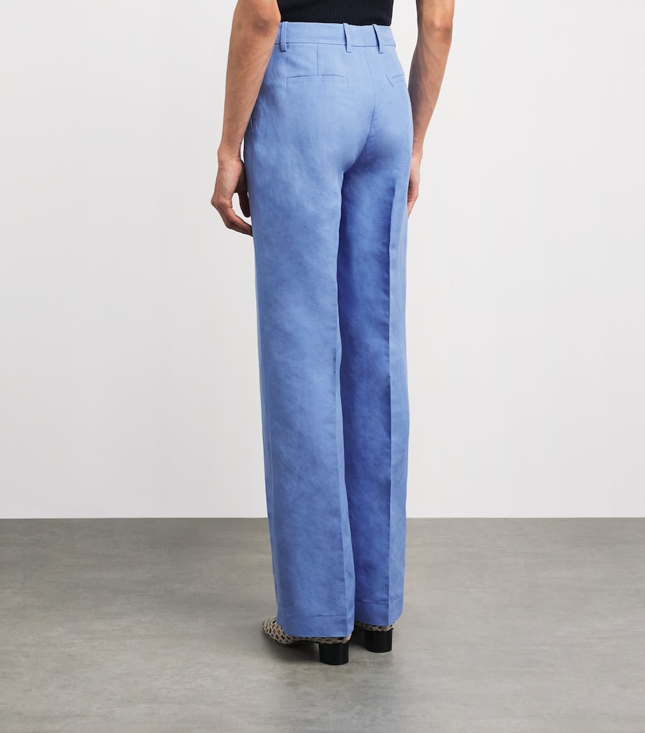 Lafayette 148 Womens Silk-Linen Wide-Leg Trousers Iris Iris Image 5