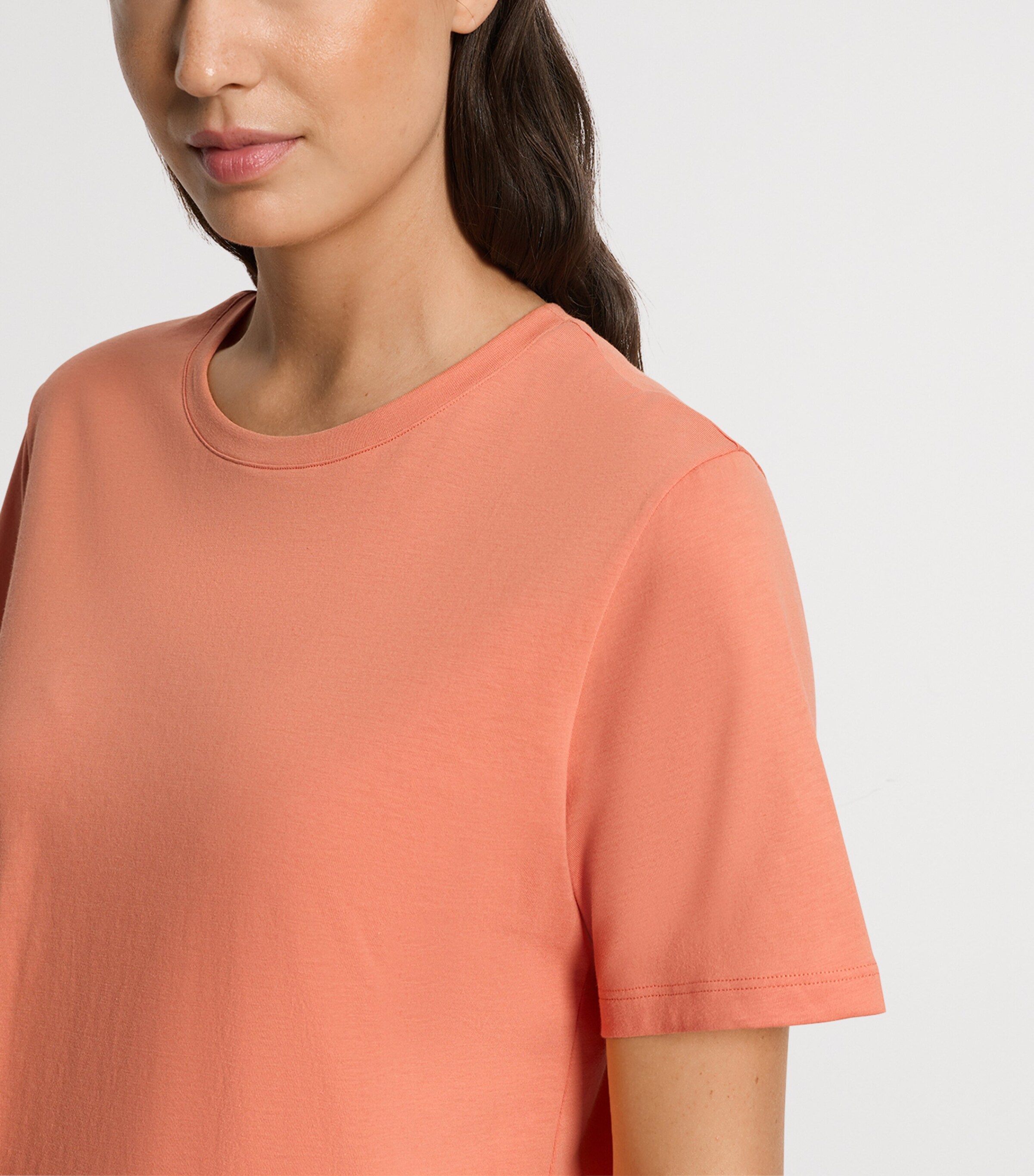 Hanro Womens Organic Cotton Crew-Neck T-Shirt Light Carnelian Image 6
