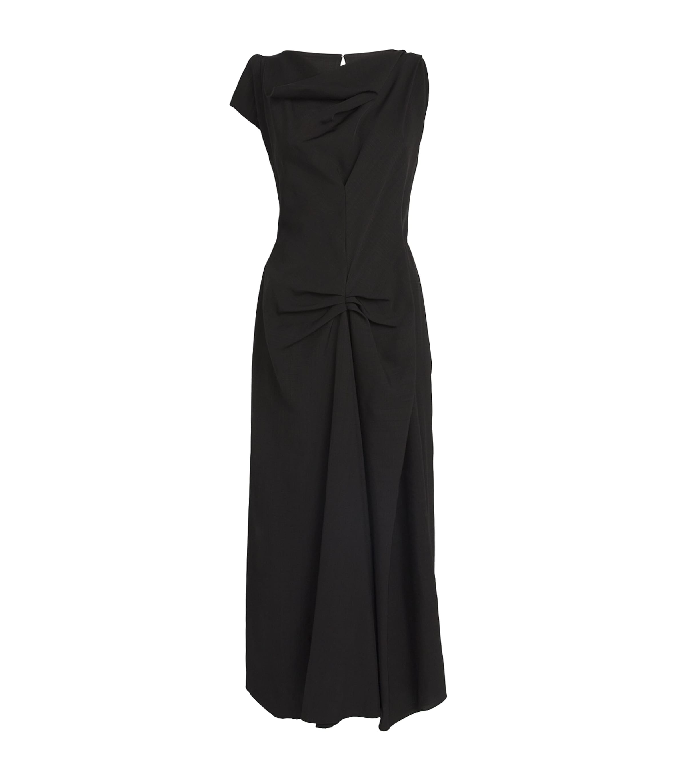 VICTORIA BECKHAM GATHERED-WAIST MIDI DRESS