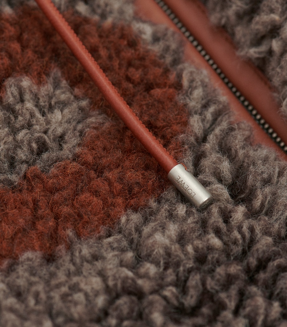 LOEWE Mens Fleece Hooded Jacket Beige/khaki Green Image 5