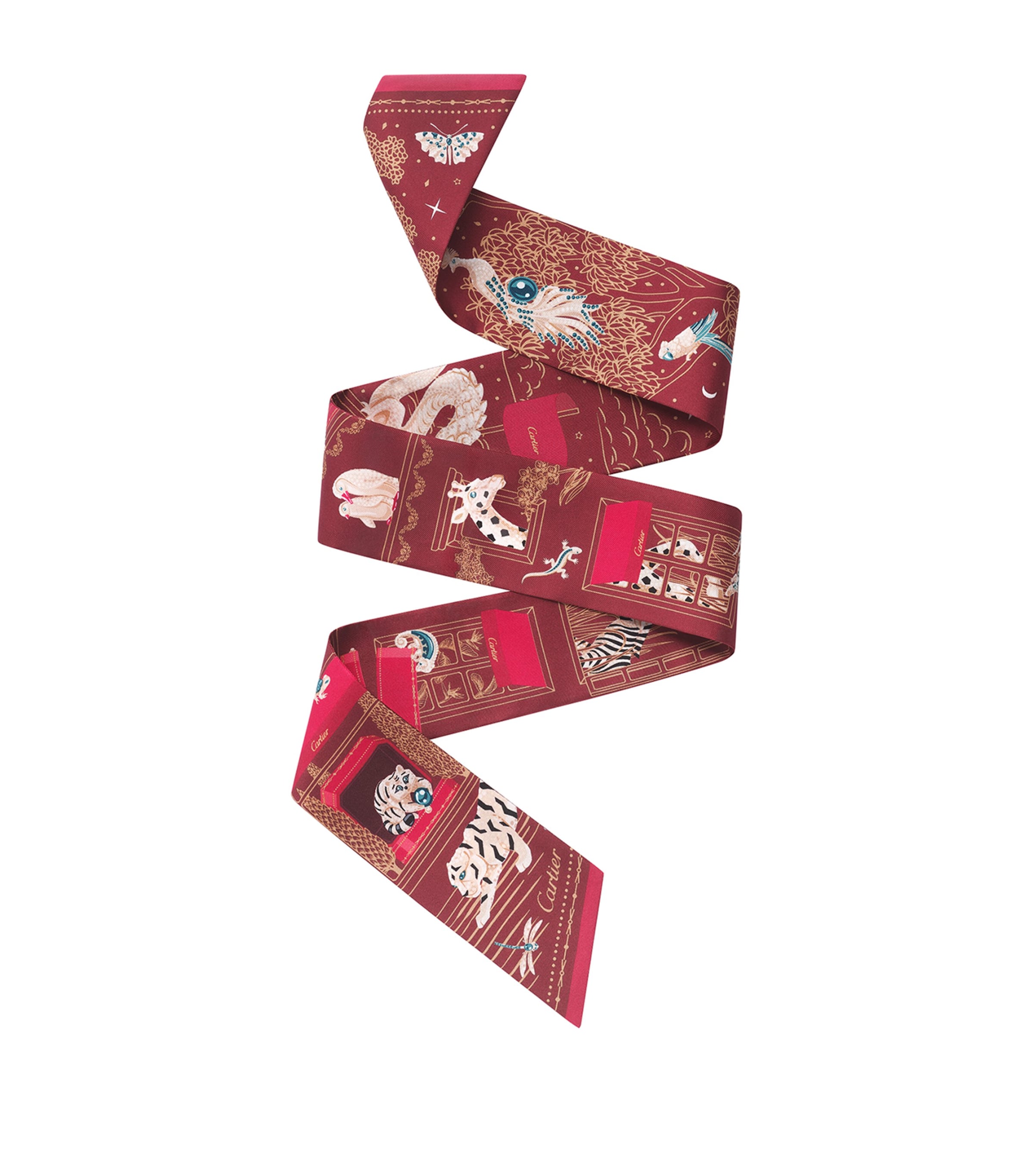 Cartier Silk Precious Address Scarf Red Image 1
