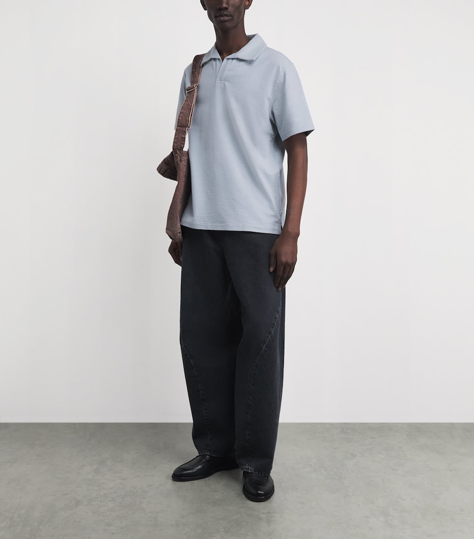 Wax London Mens Organic Cotton Atwood Polo Shirt Blue Image 2