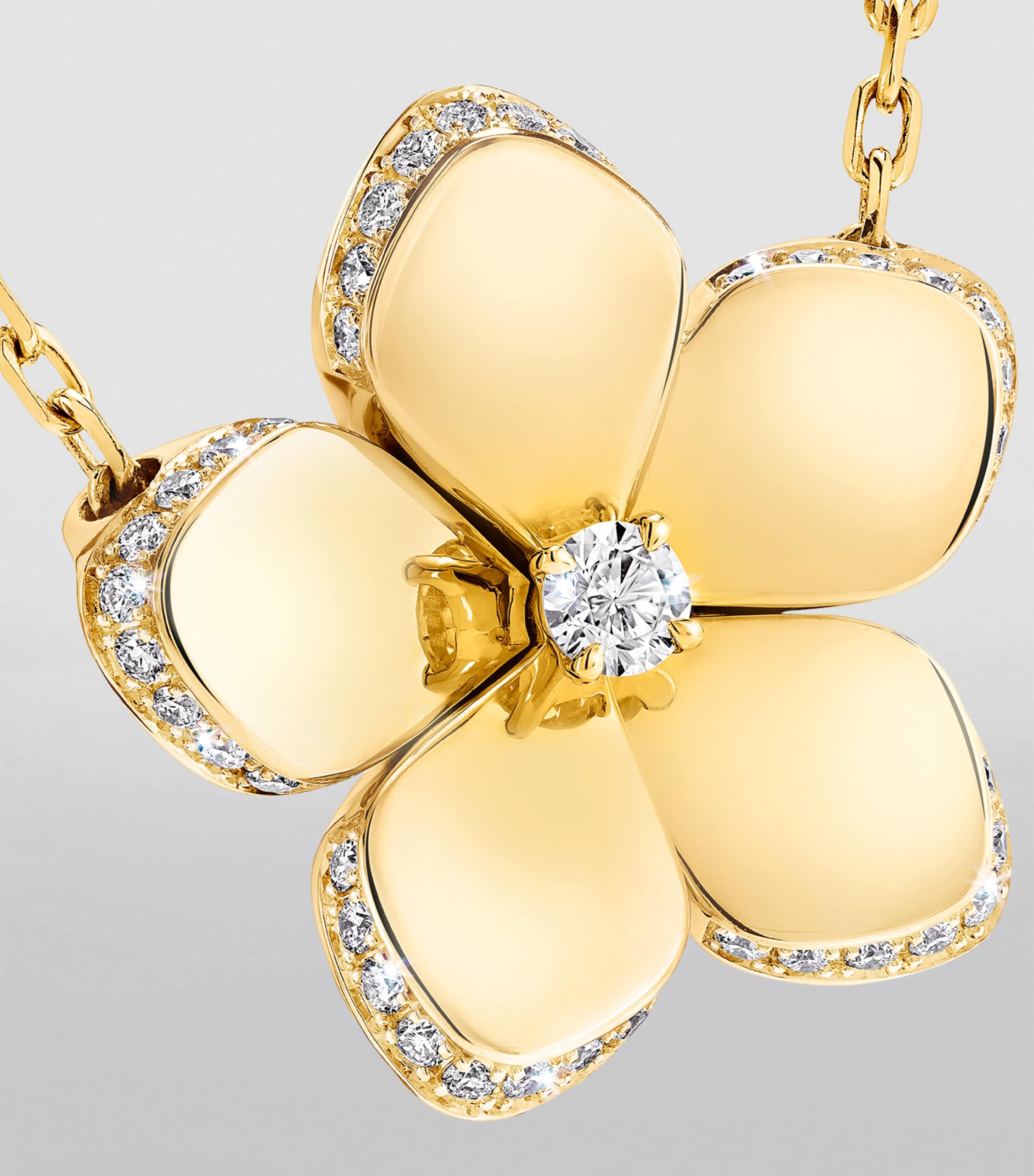 Yellow Gold and Diamond Wild Flower Pendant Necklace YELLOW GOLD Image 4