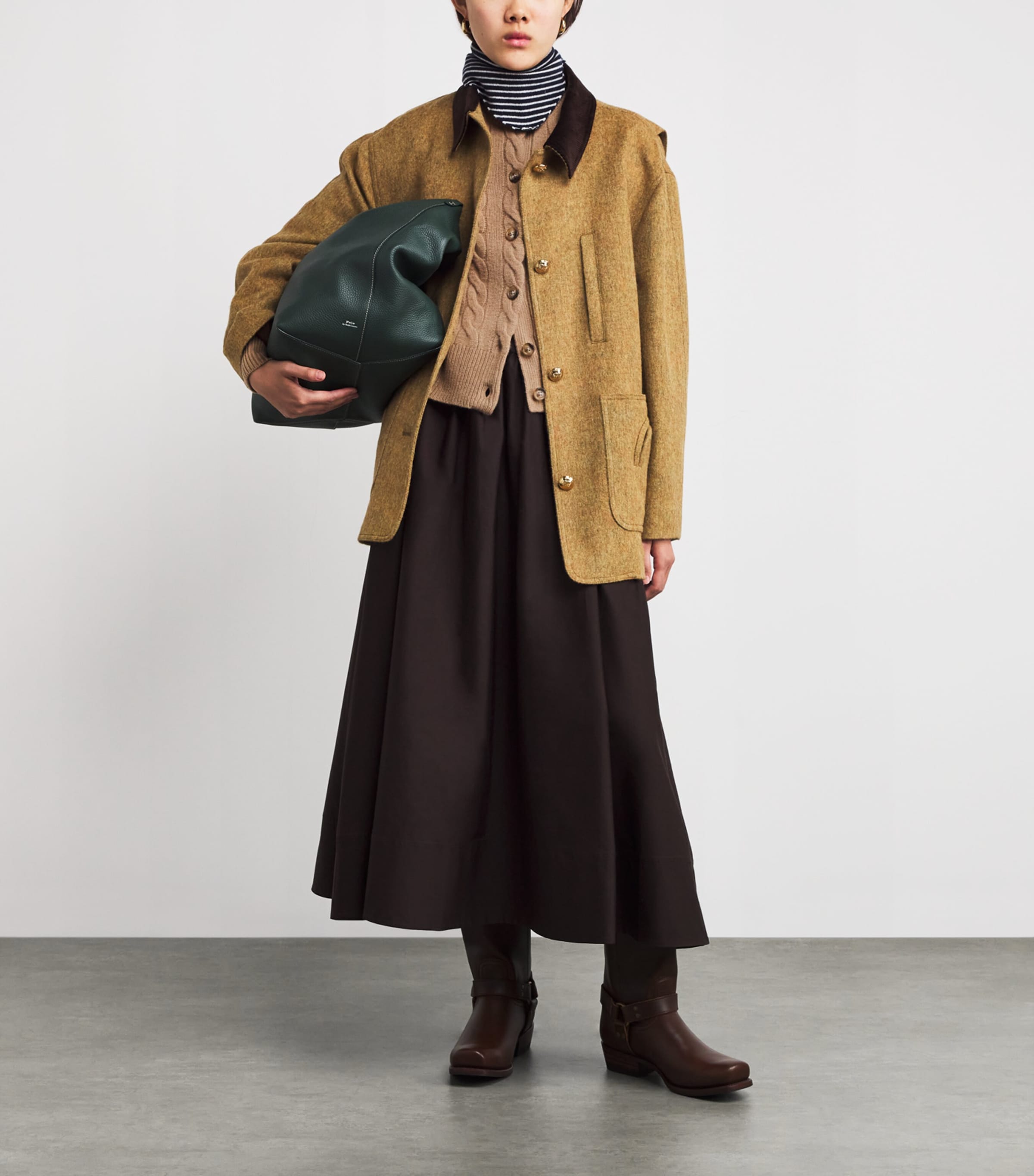 Polo Ralph Lauren Womens Wool-Cashmere Cable-Knit Cardigan Collectn Camel Mlnge Image 2