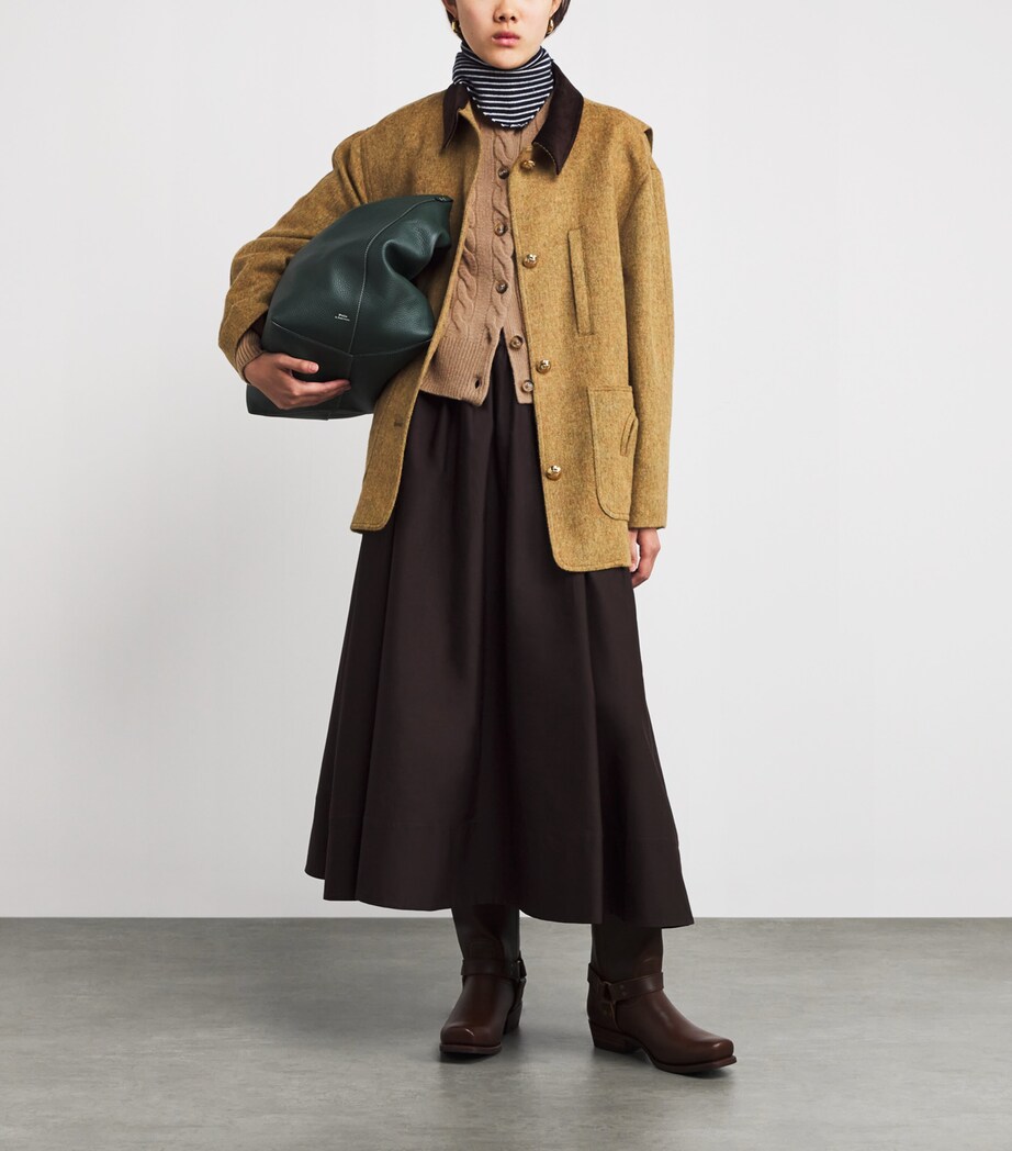 Polo Ralph Lauren Womens Wool-Cashmere Cable-Knit Cardigan Collectn Camel Mlnge Image 2