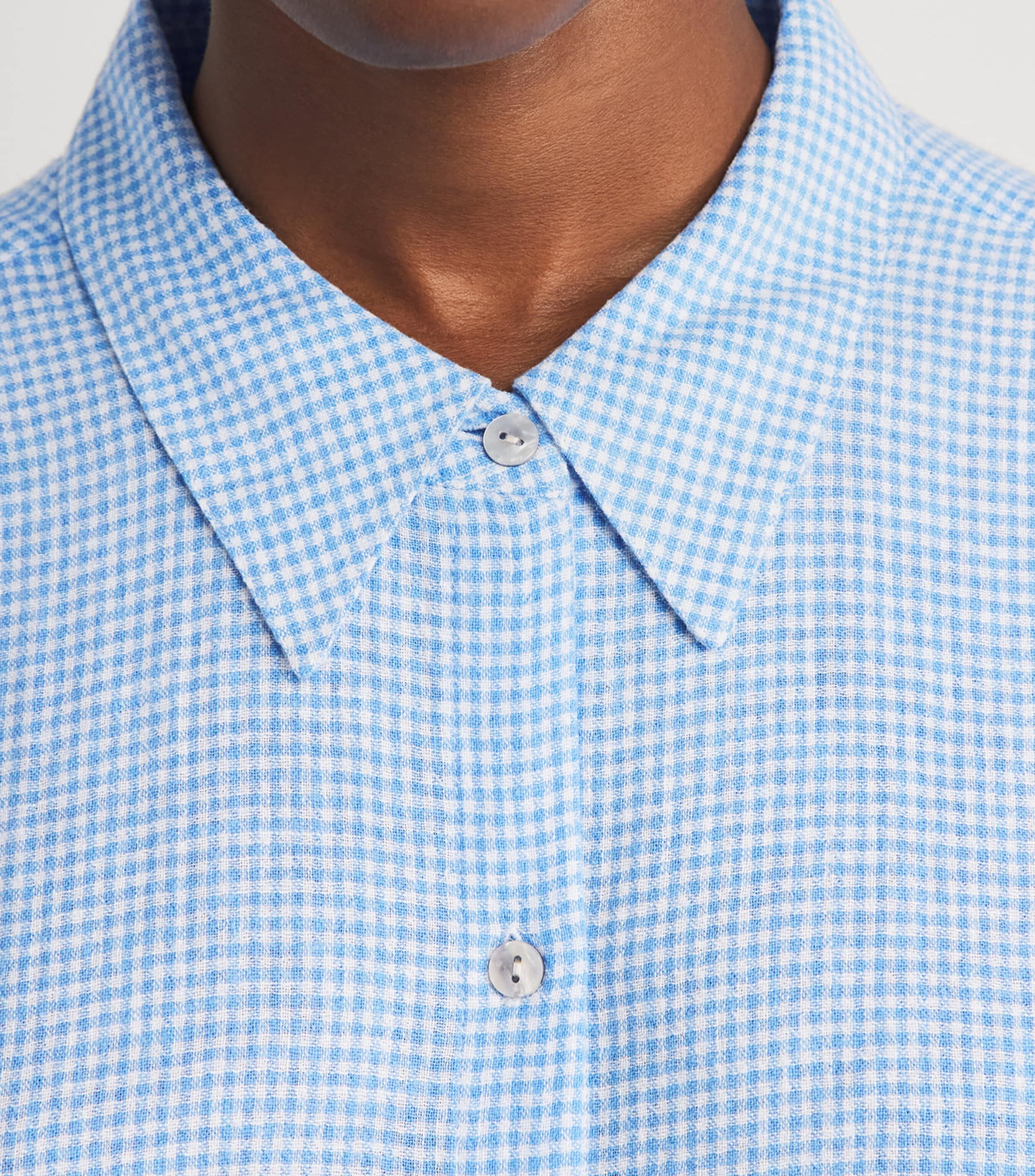 Eberjey Womens Linen-Blend Gingham Pyjama Top Gwsb Gingham Wh Image 3
