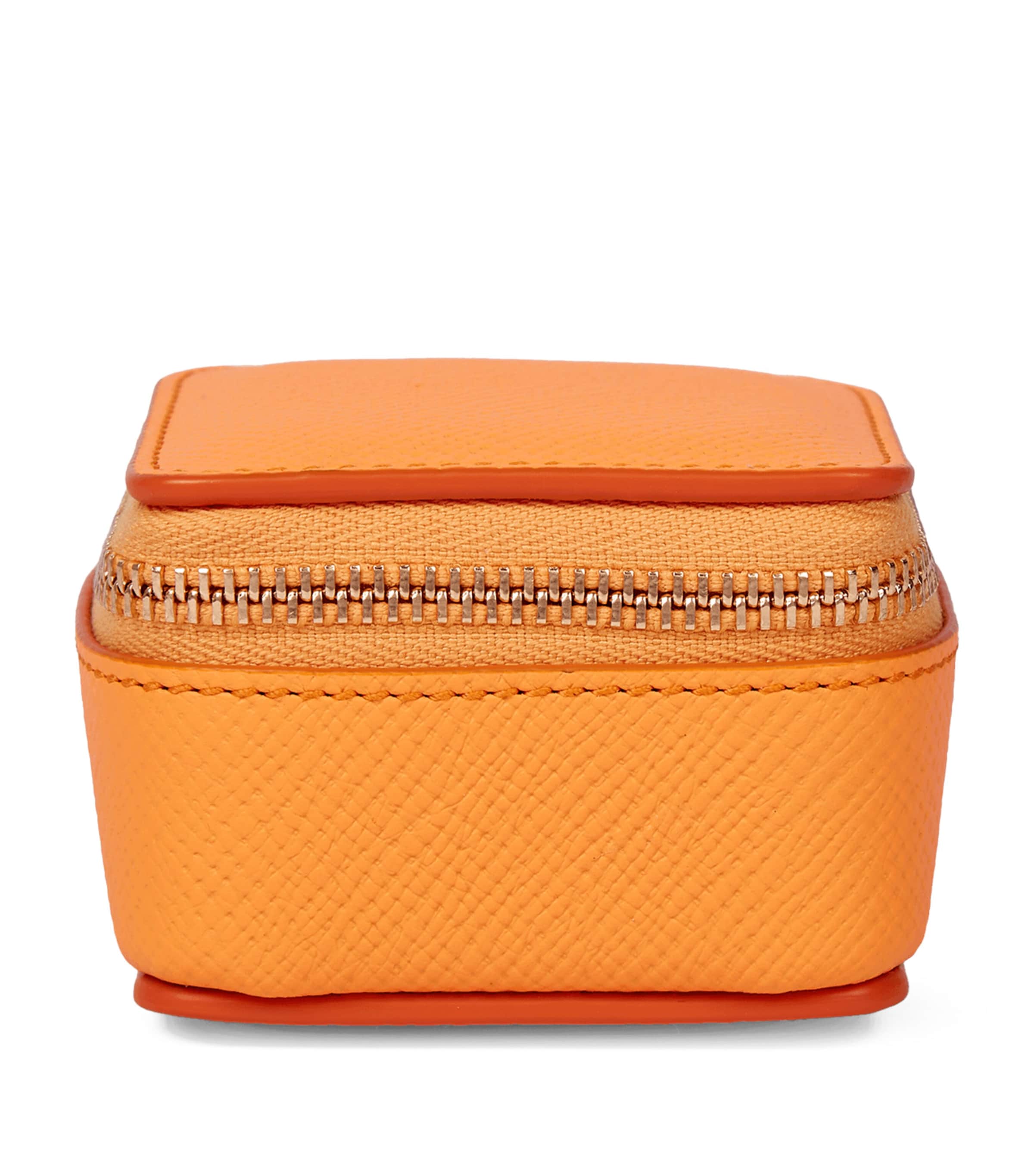 Smythson Small Panama Leather Trinket Case In Orange