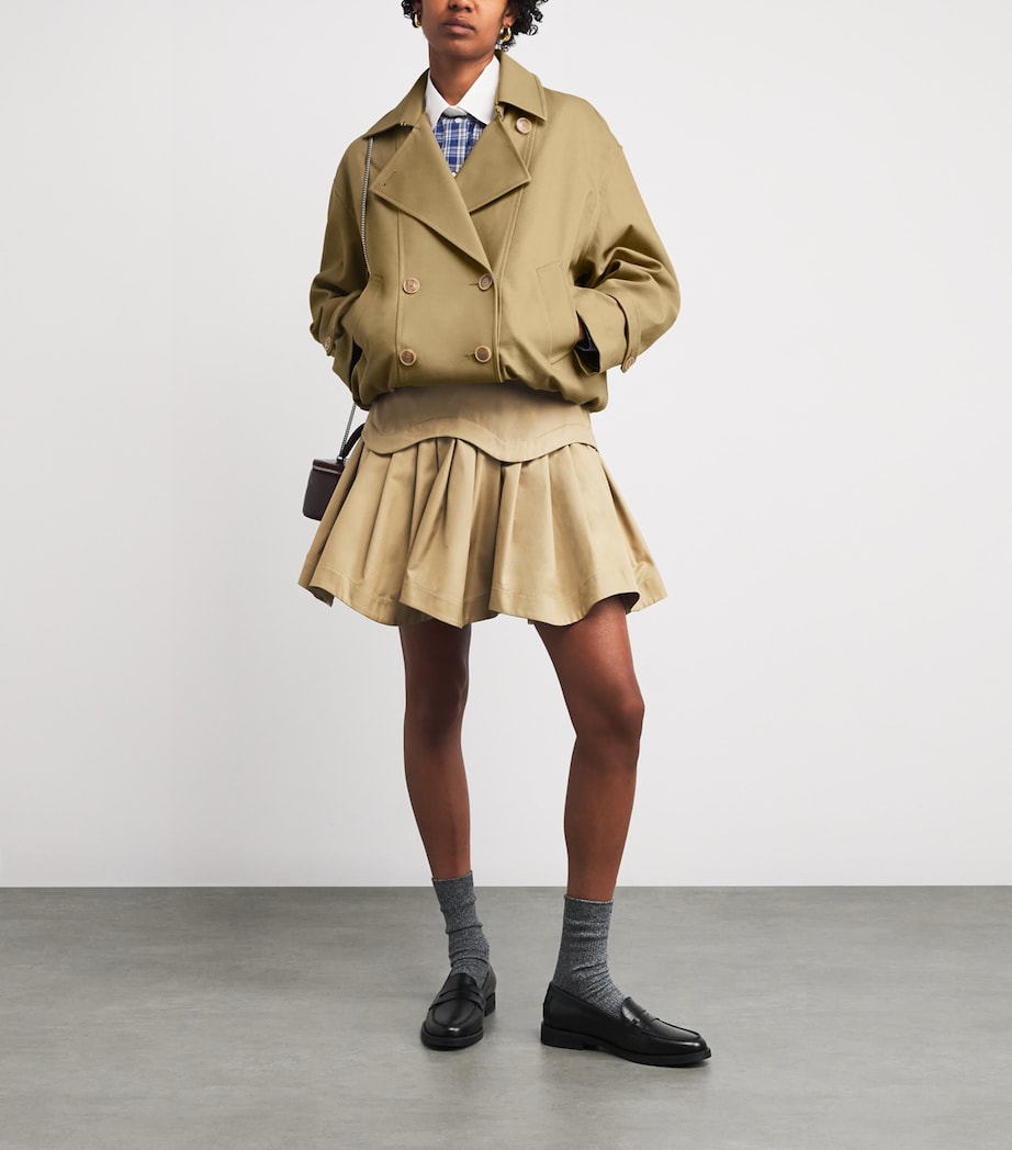 Cotton Oversized Short Trench Coat BEIGE Image 2