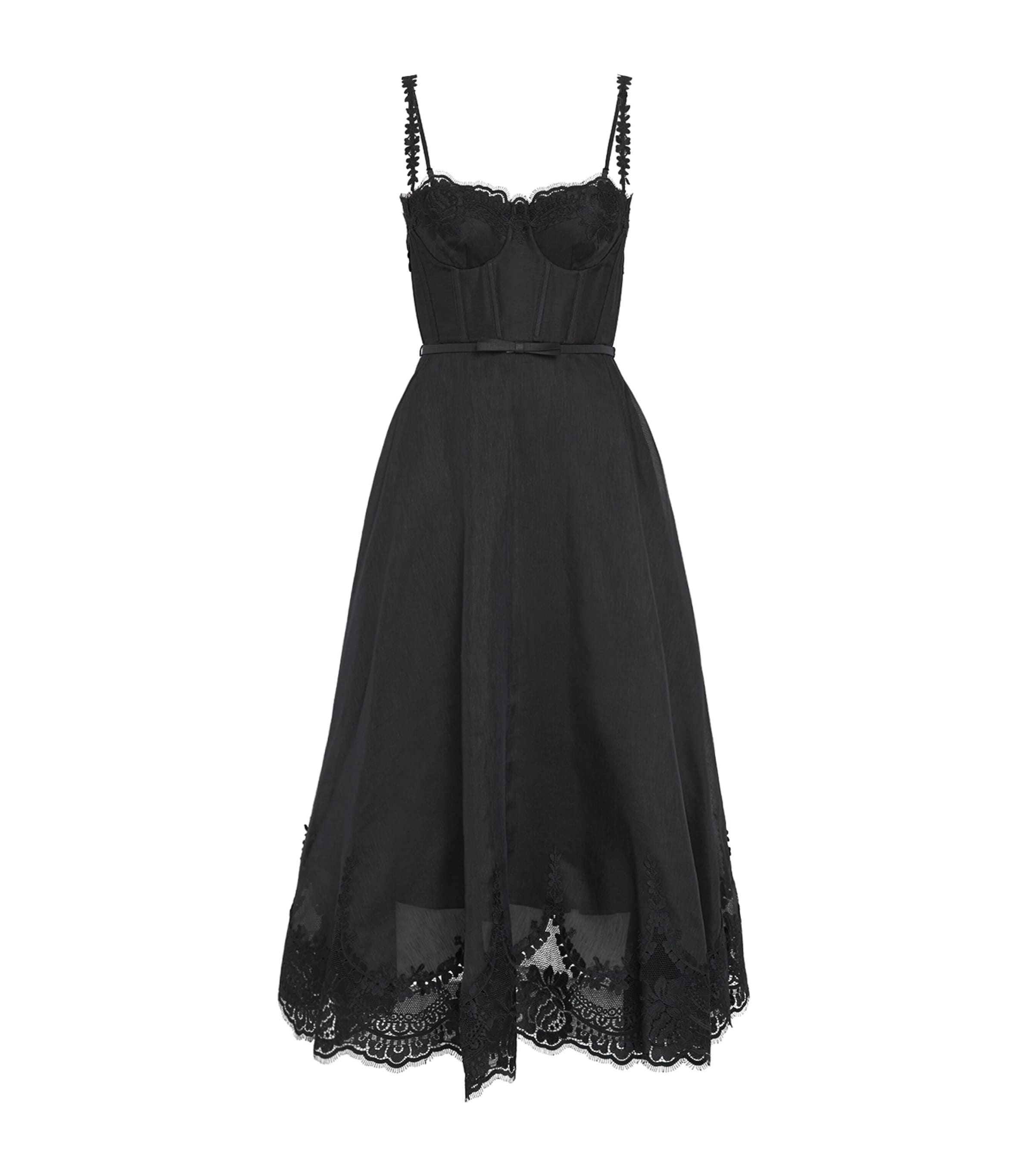 Zimmermann Hypnotic Lace Trim Corset Dress In Black