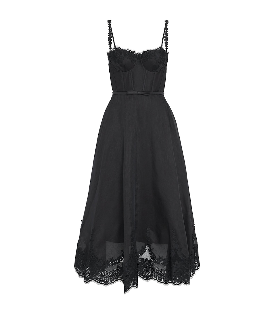 Linen-Silk Hypnotic Midi Dress