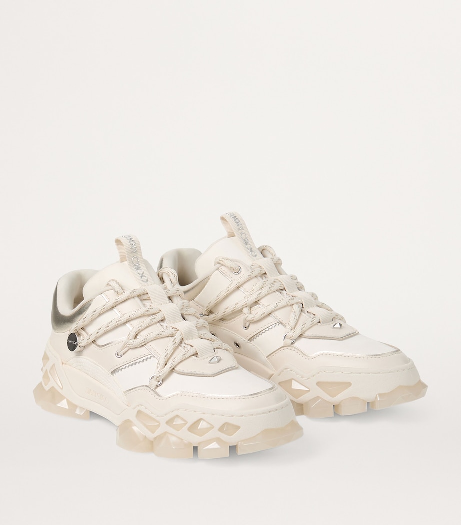 Diamond X Leather Sneakers X LATTE Image 5