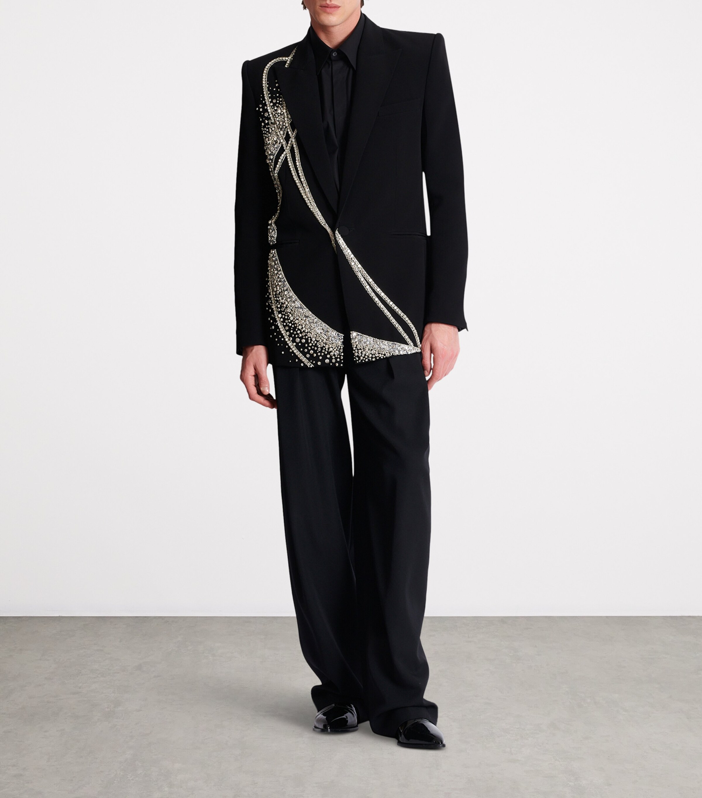 Embroidered Single-Breasted Blazer EAW NOIR/CRISTAL Image 6