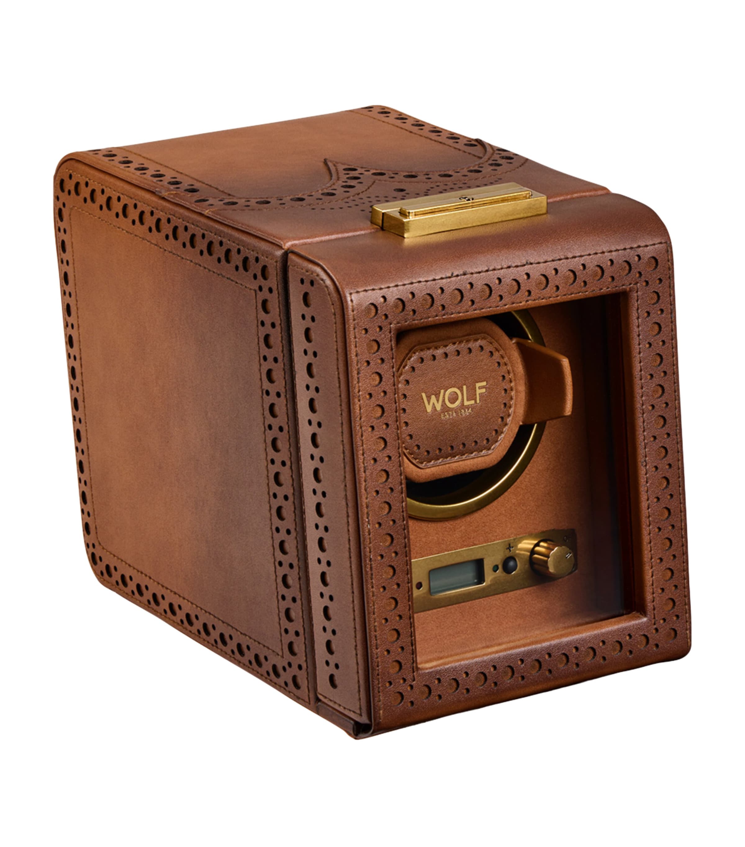 WOLF Brogue Single Watch Winder Burnished Brown Image 3
