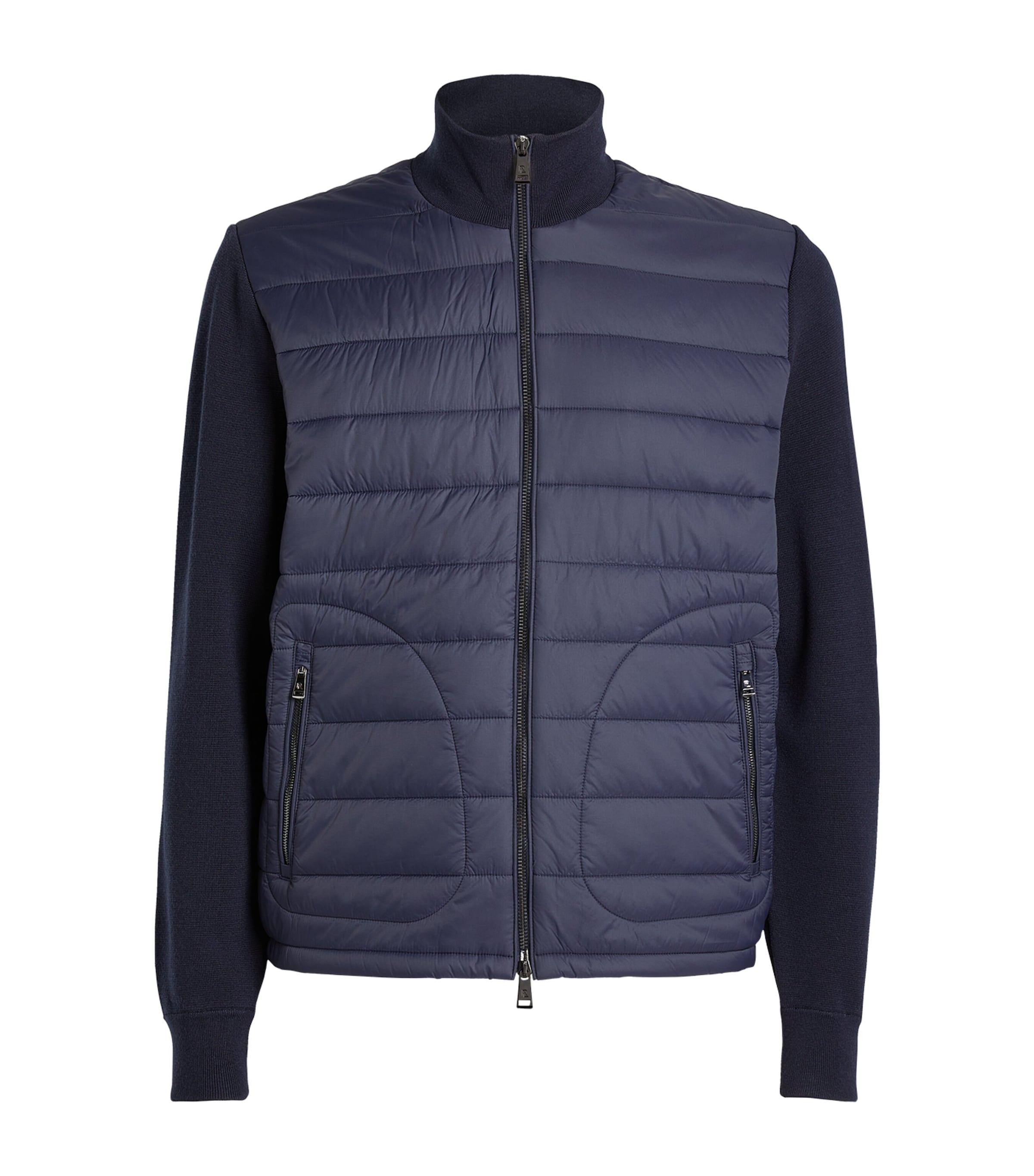 Shop Ralph Lauren Purple Label Quilted Knit Jacket In Navy