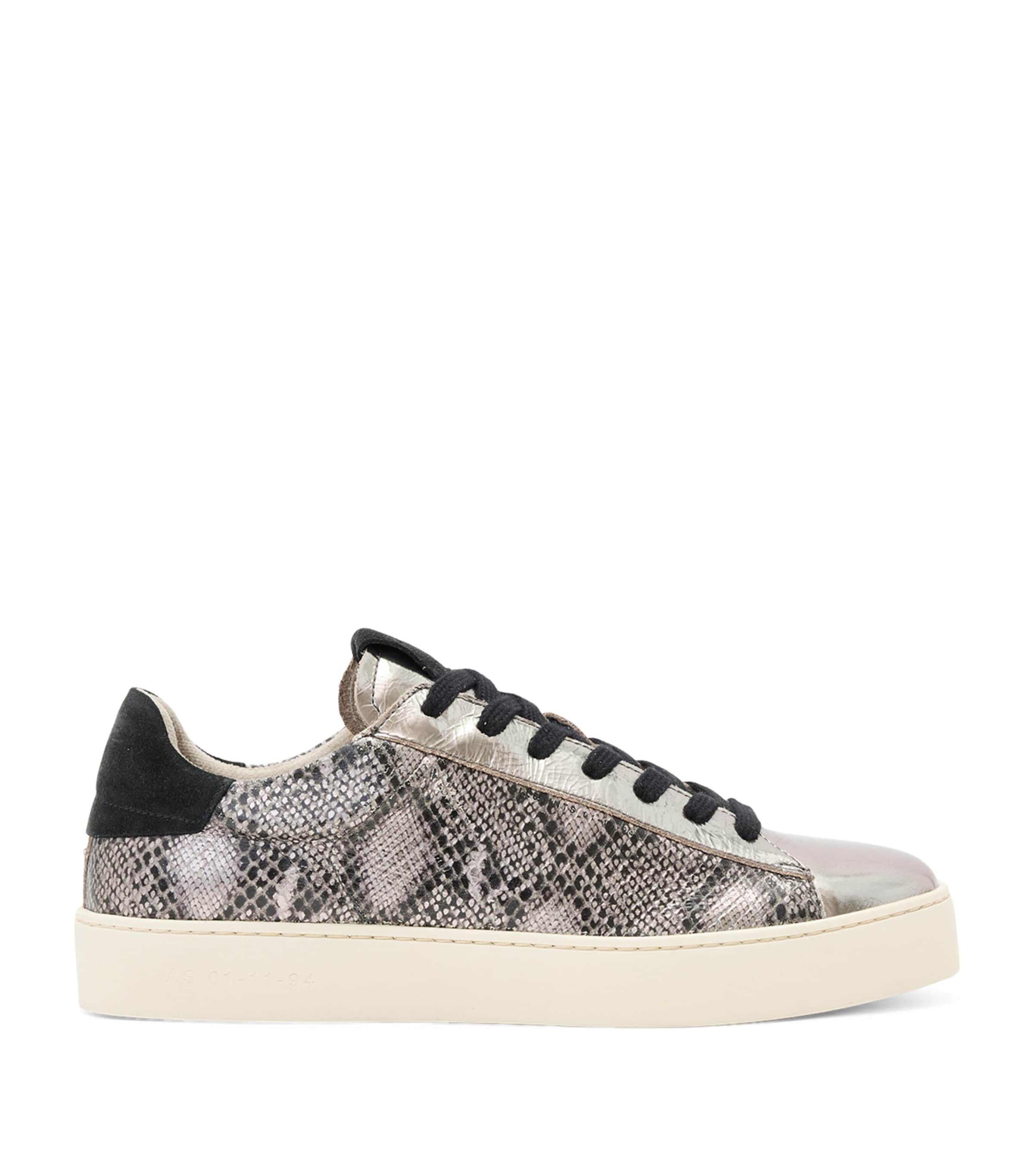 Allsaints Leather Snake-effect Shana Sneakers In Gray