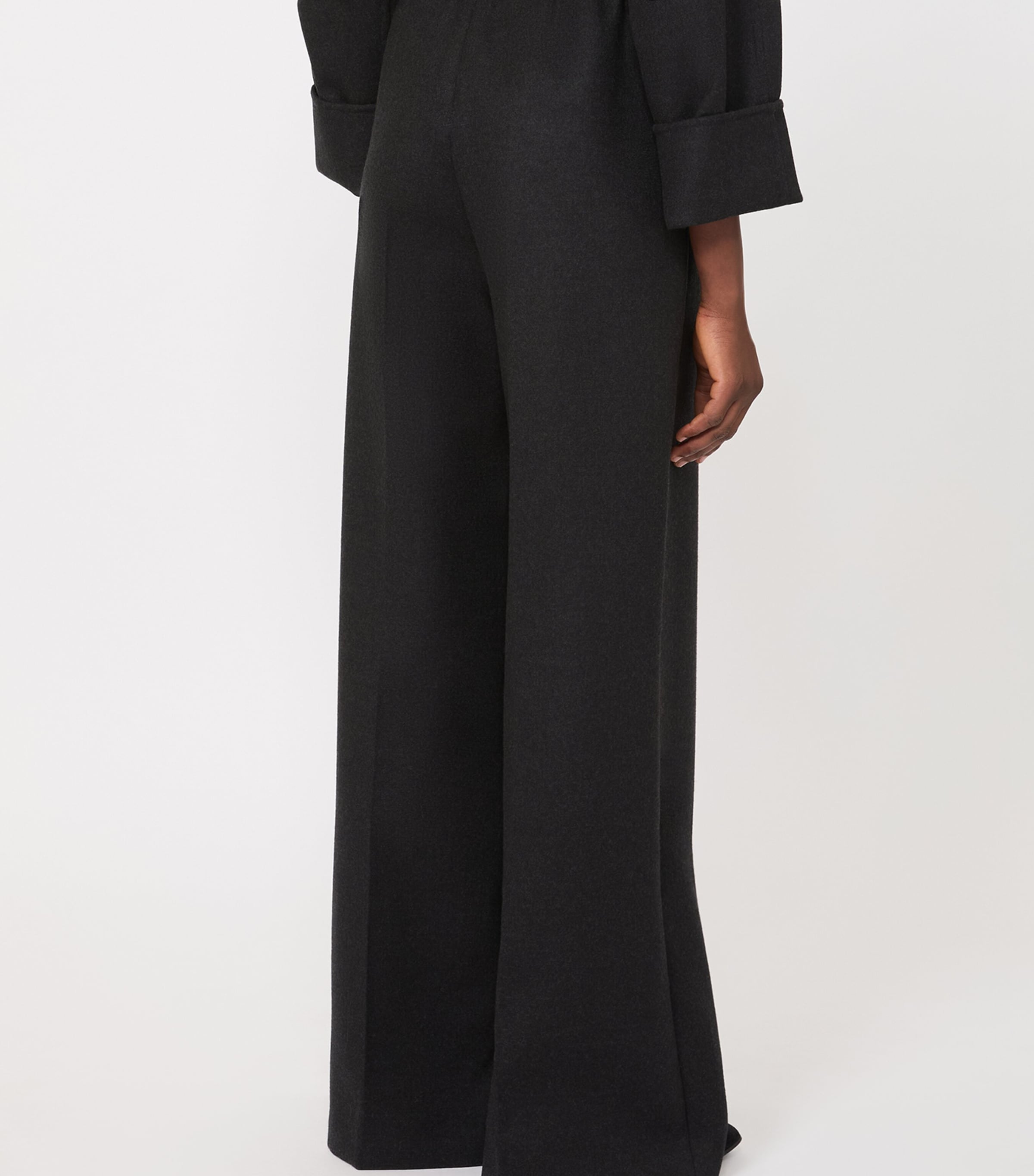Max Mara Womens Stretch-Virgin Wool Drawstring Trousers Dark Grey Image 3