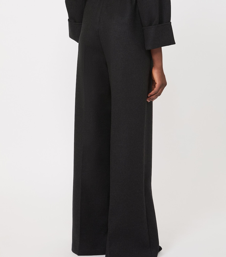 Max Mara Womens Stretch-Virgin Wool Drawstring Trousers Dark Grey Image 3