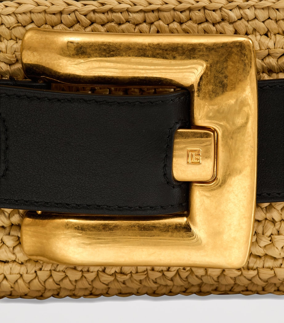 Balmain Faux Raffia Anthem Clutch Bag Gte Naturel / Noir Image 6
