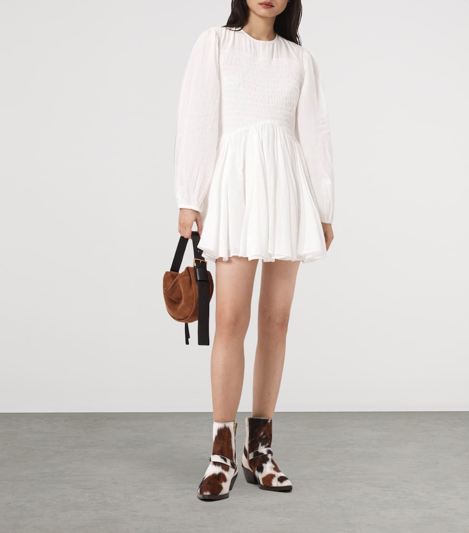 AllSaints Womens Smocked Chia Mini Dress White Image 6