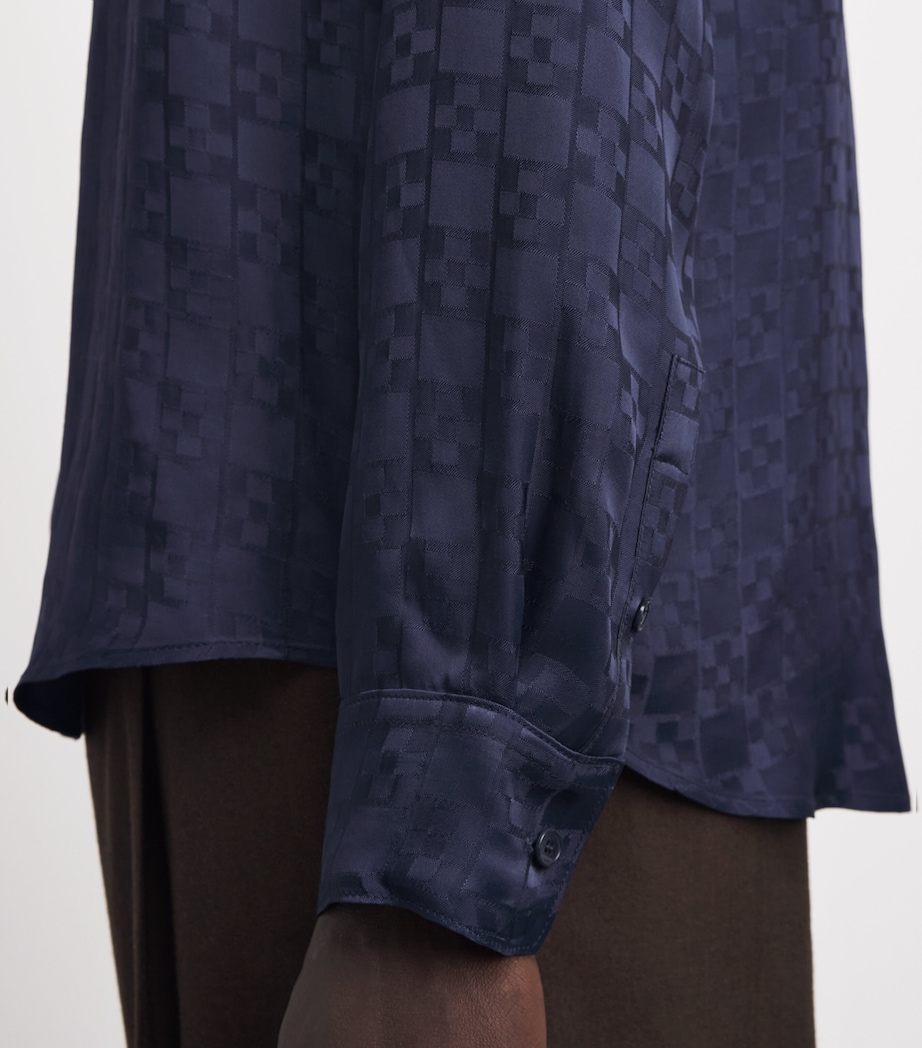 Sandro Paris Mens Jacquard Square Cross Shirt Navy Blue Image 3
