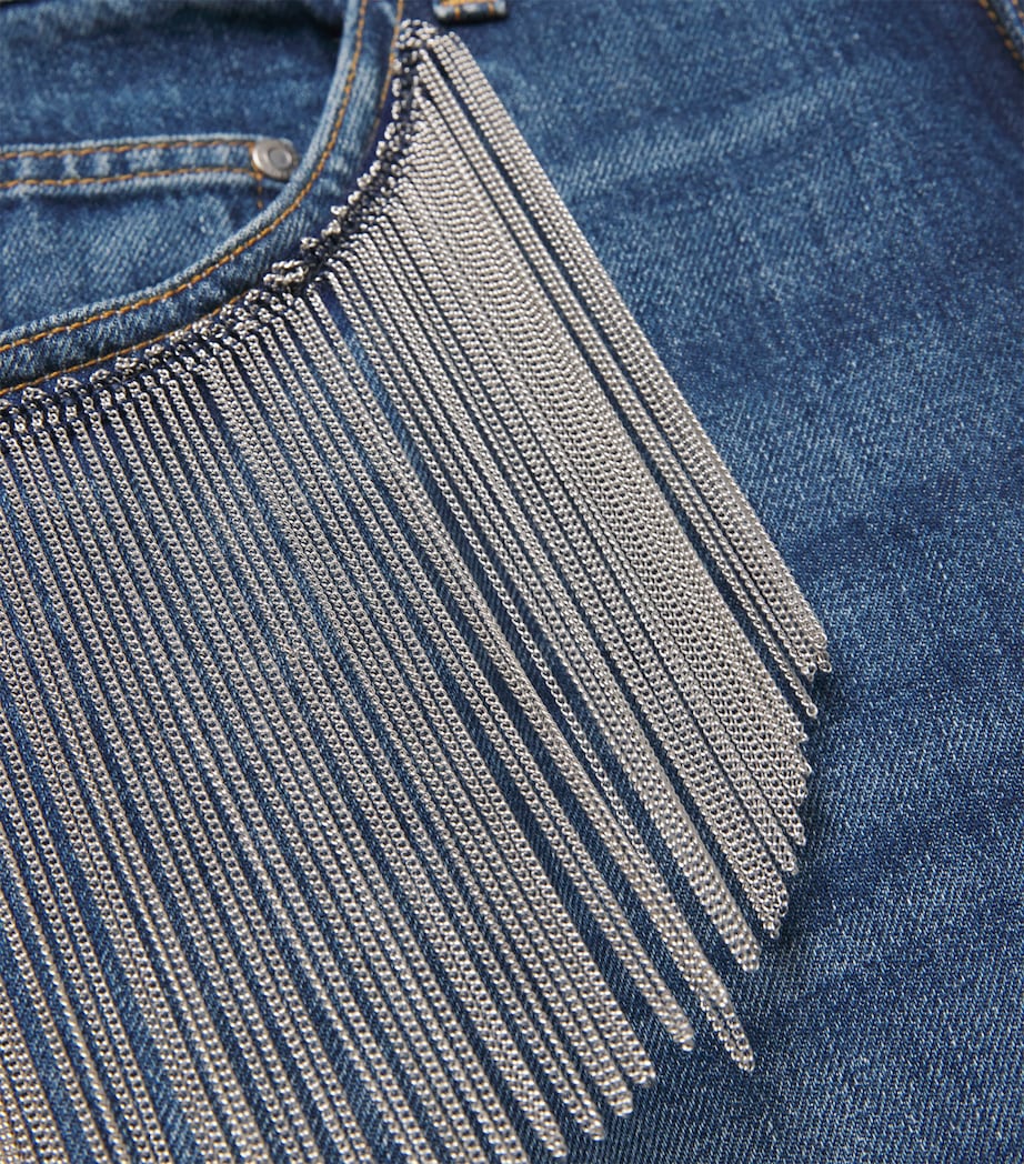 Chain Tassel Straight-Leg Jeans 4083 DARK BLUE Image 5