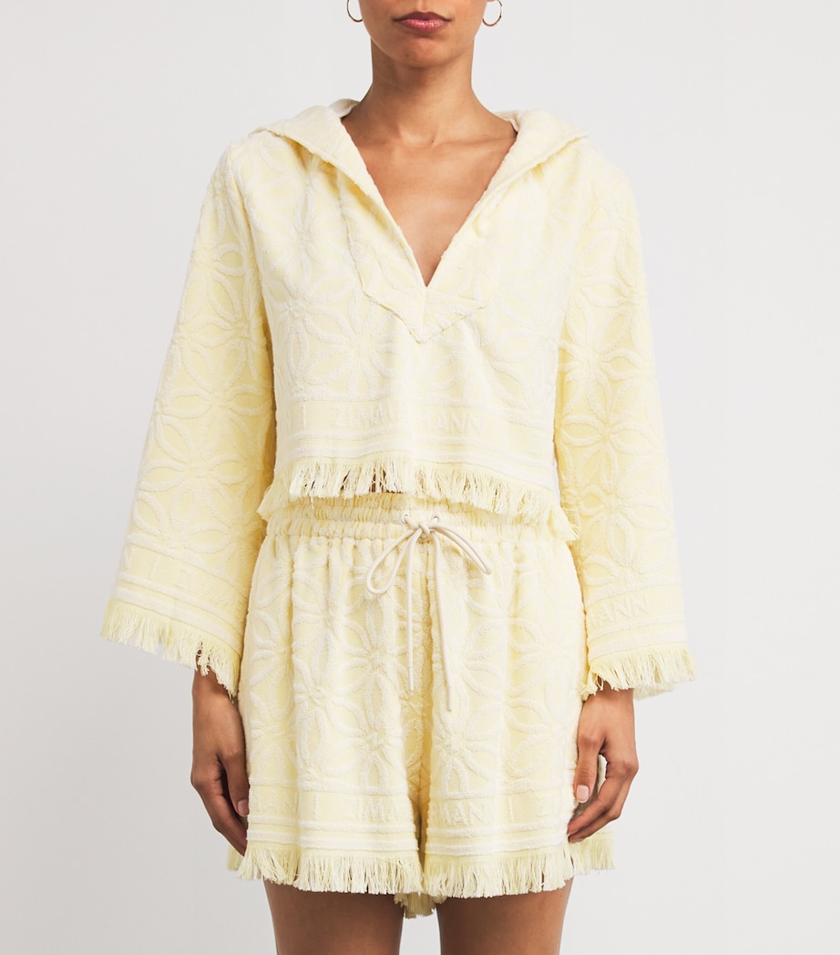 Cotton Towelling Coco Cropped Hoodie YLWCRM/YELLOW/CREAM Image 3