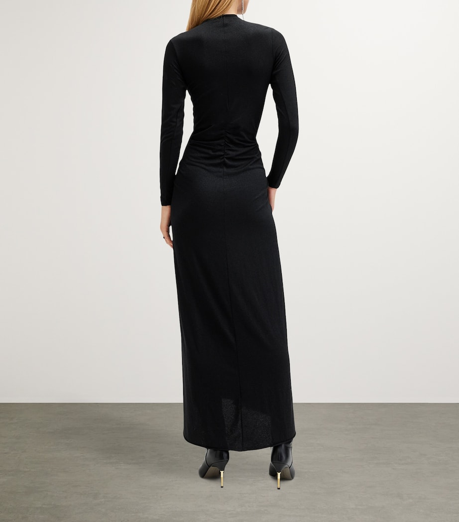 AllSaints Womens Xylia Long-Sleeve Maxi Dress Metallic Black Image 4